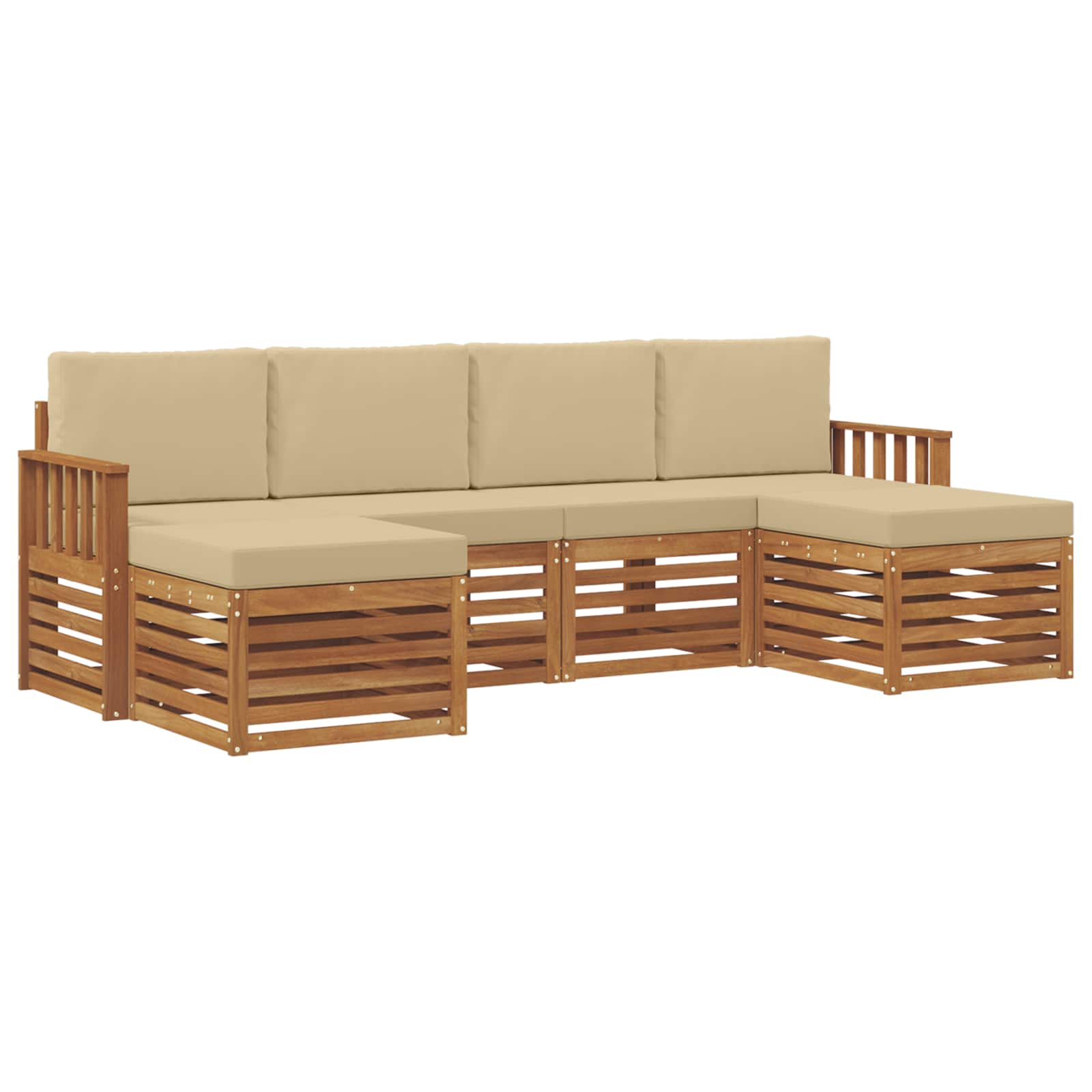 Sofagarnituren 6 pcs Natur und Beige Massivholz Akazie