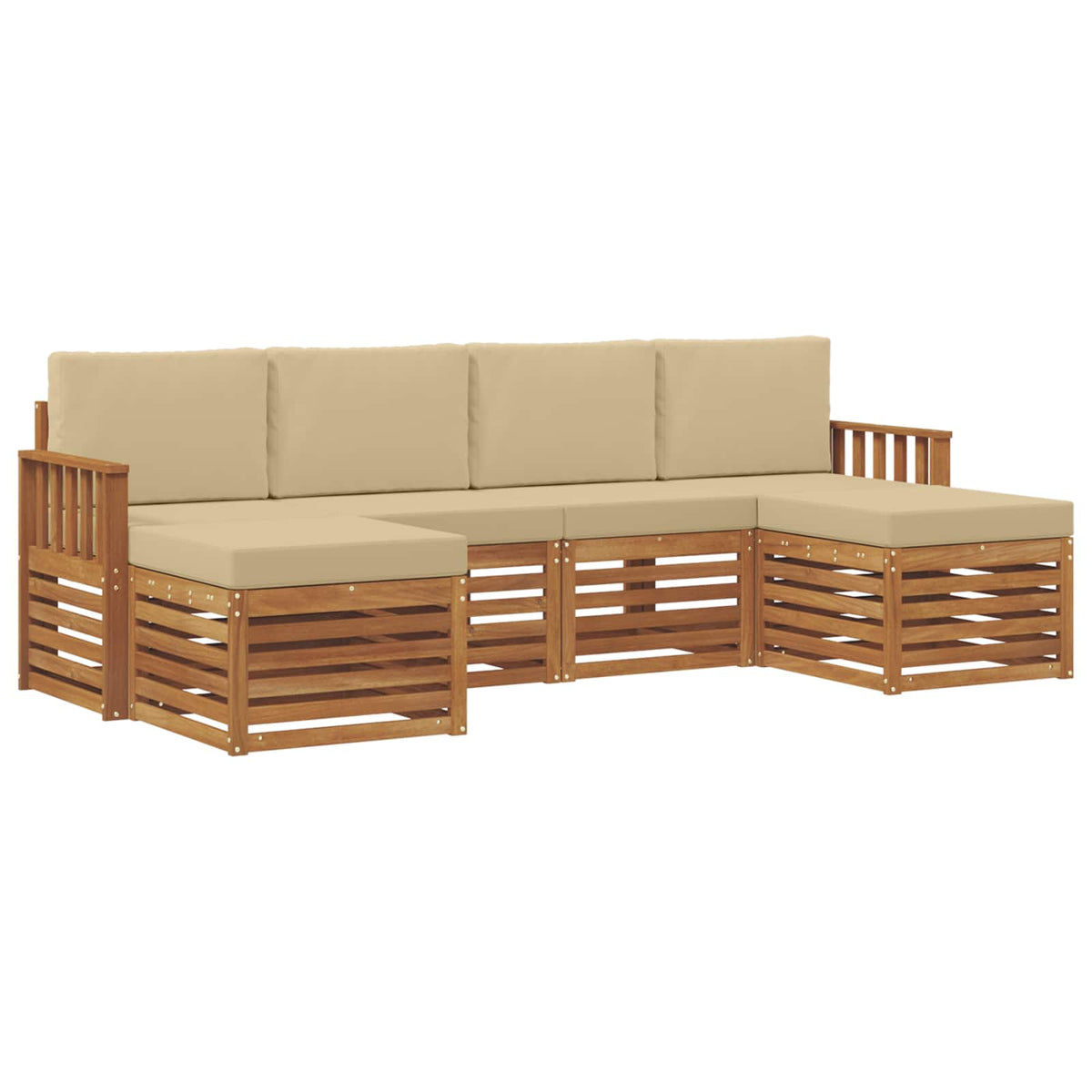 Outdoor-Sofagarnitur 6 stk. Natur und Beige
