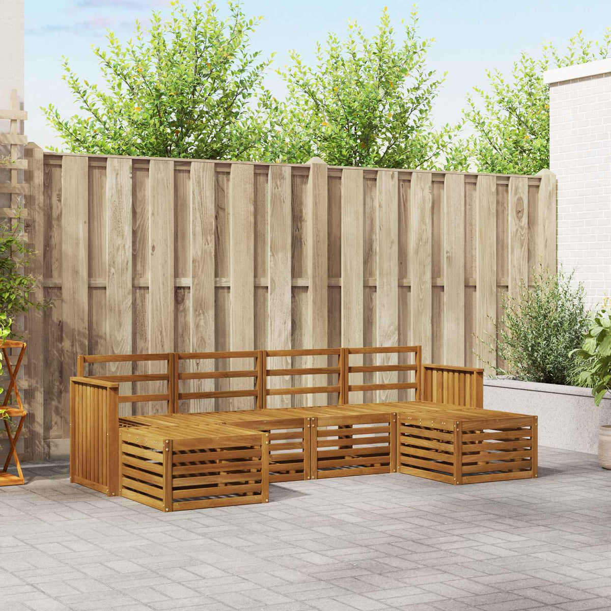 Outdoor-Sofagarnitur 6 stk. Natur