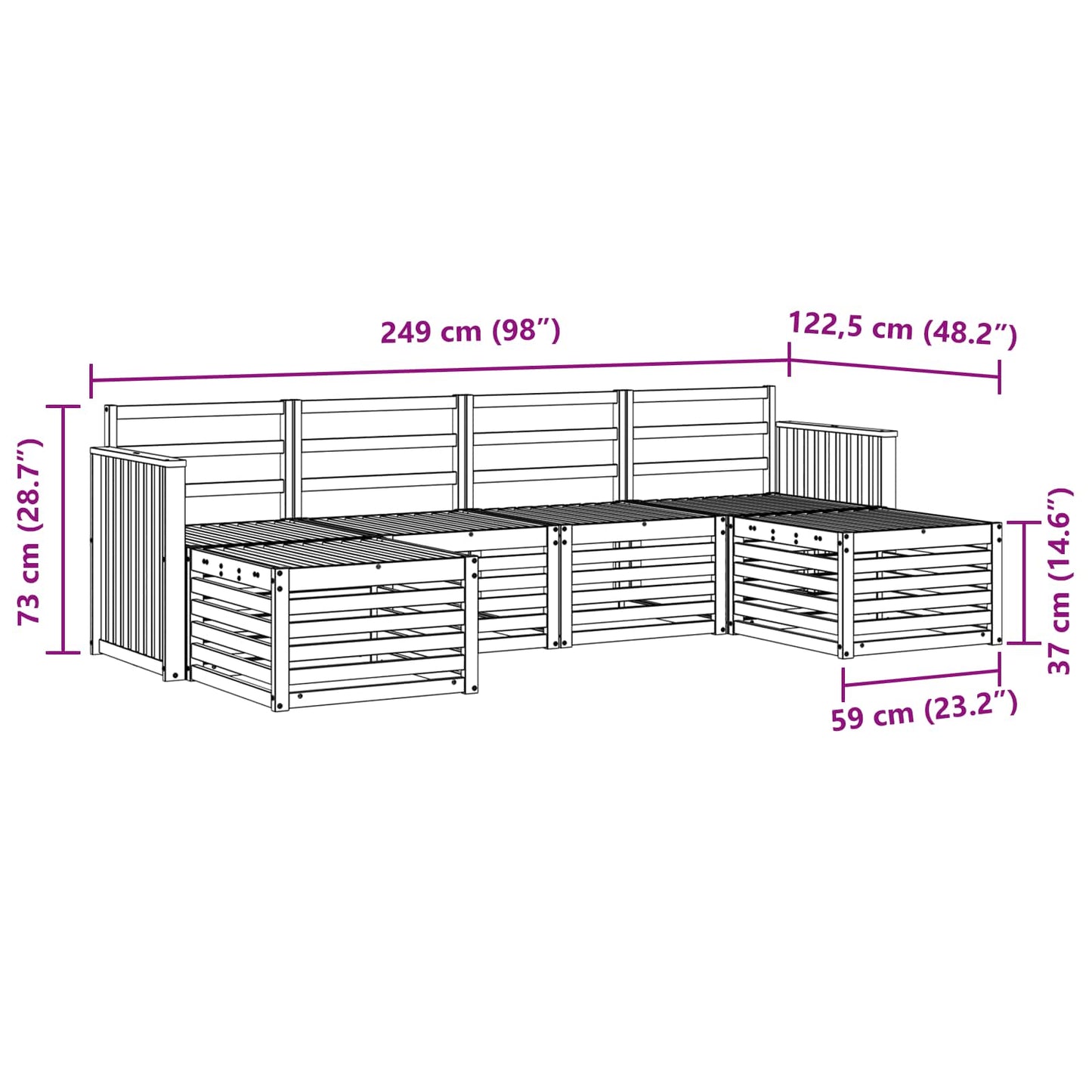 Sofagarnituren 6 pcs Natur Massivholz Akazie
