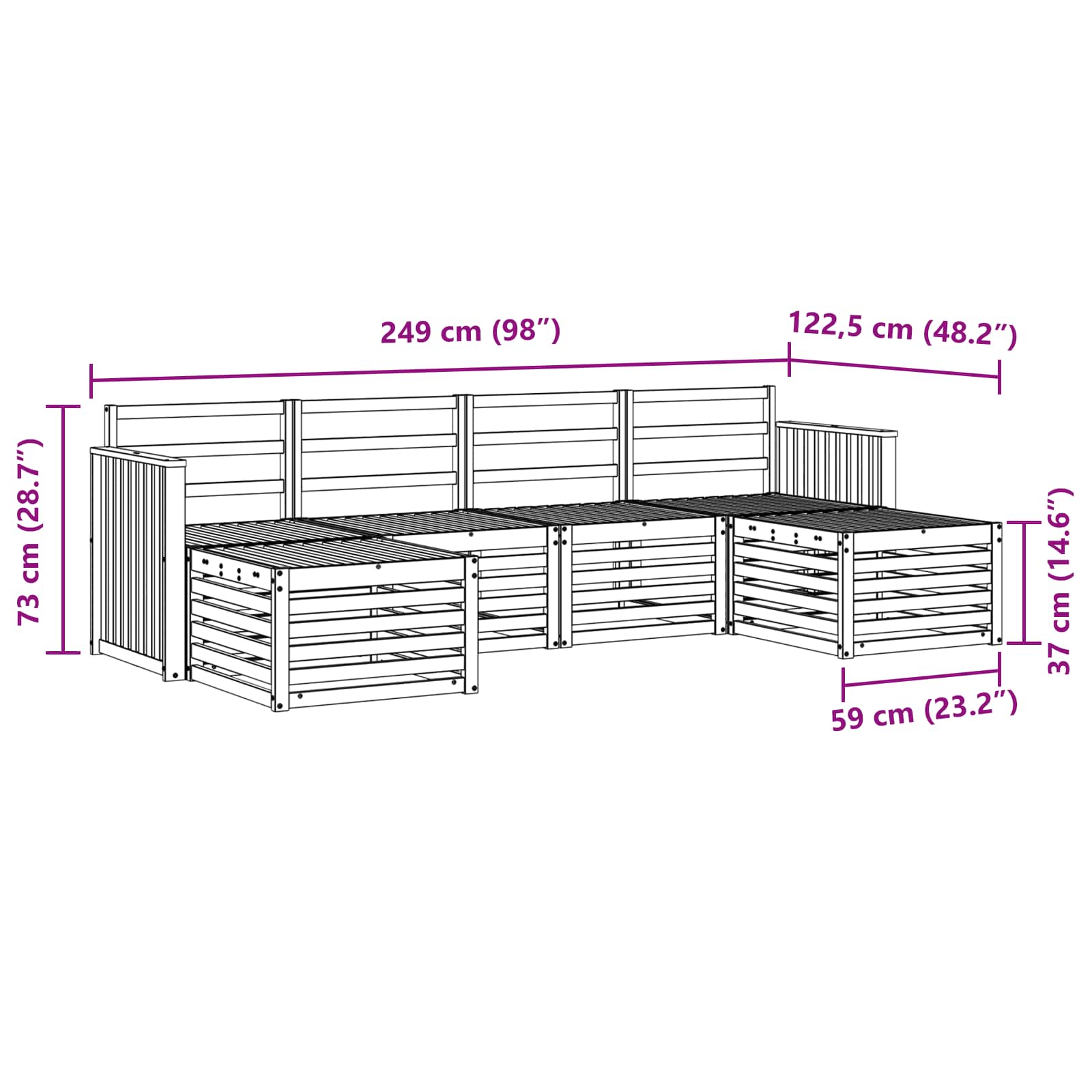 Sofagarnituren 6 pcs Natur Massivholz Akazie