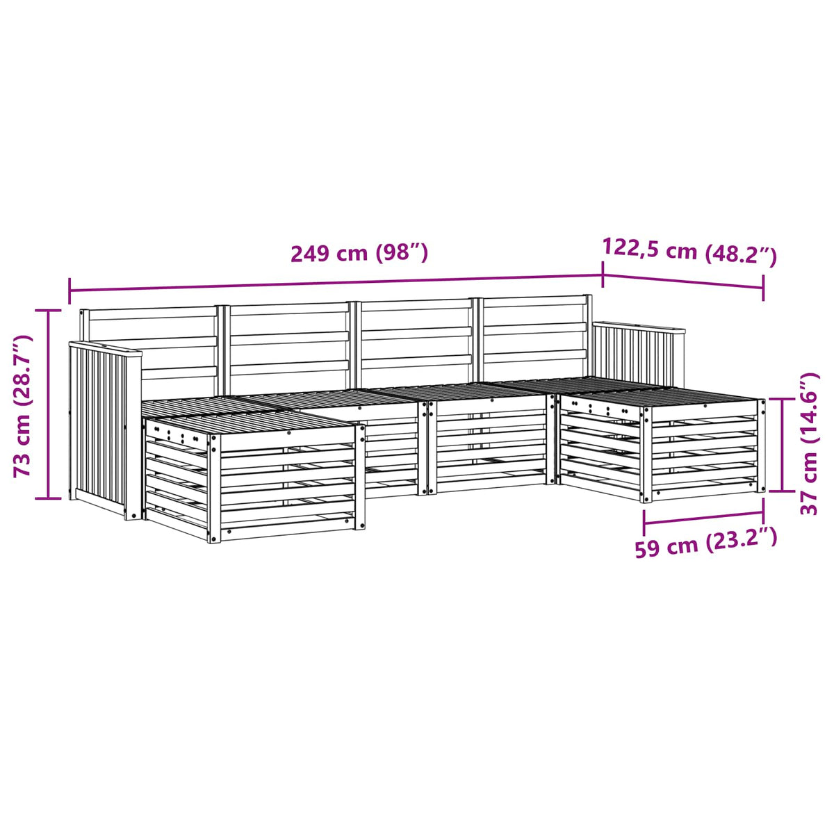 Outdoor-Sofagarnitur 6 stk. Natur