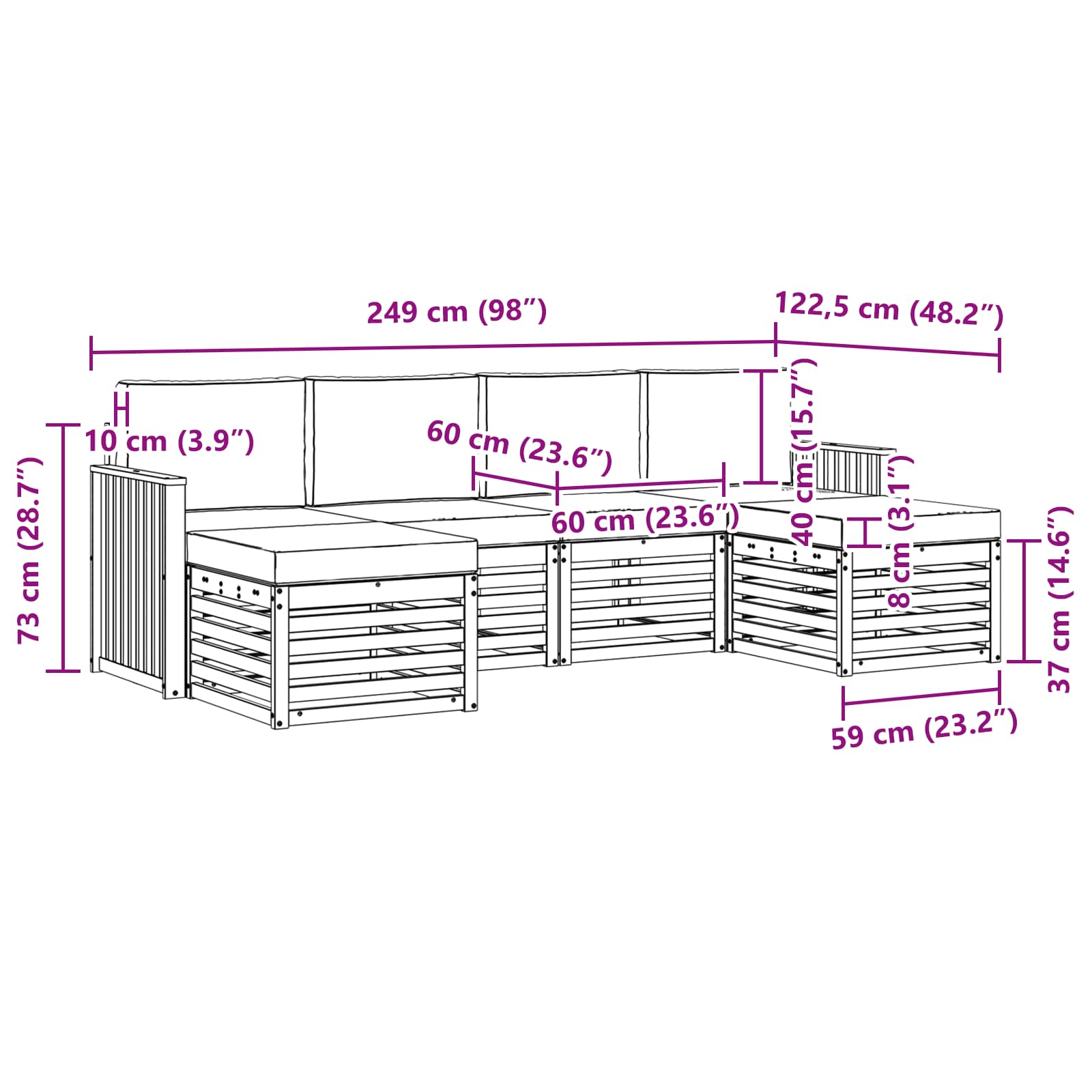 Outdoor-Sofagarnitur 6 stk. Natur und Creme