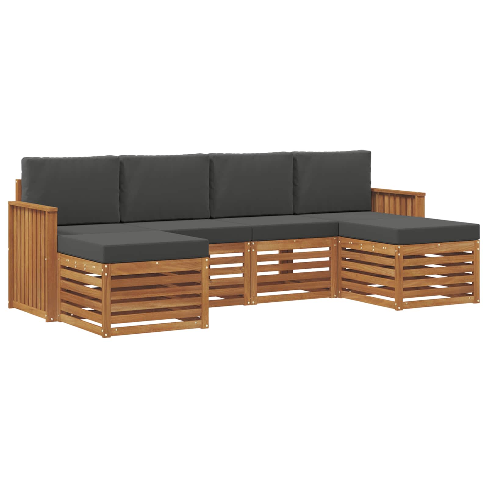Sofagarnituren 6 pcs Natur und Anthrazit Massivholz Akazie