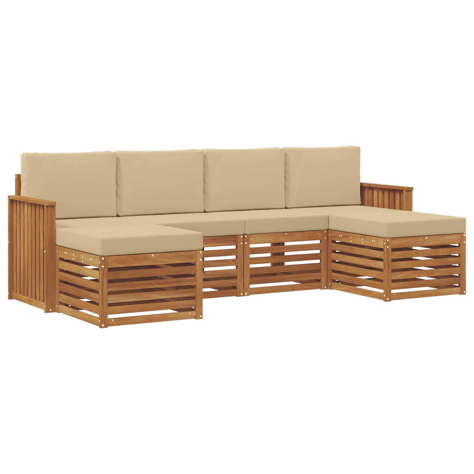Sofagarnituren 6 pcs Natur und Beige Massivholz Akazie