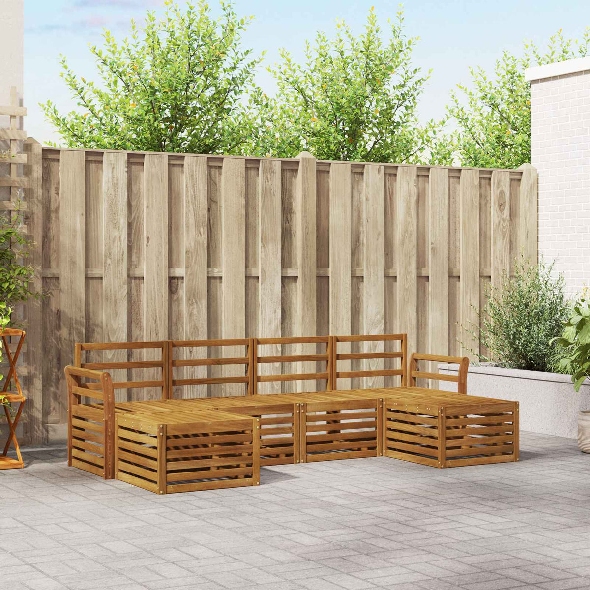 Outdoor-Sofagarnitur 6 stk. Natur