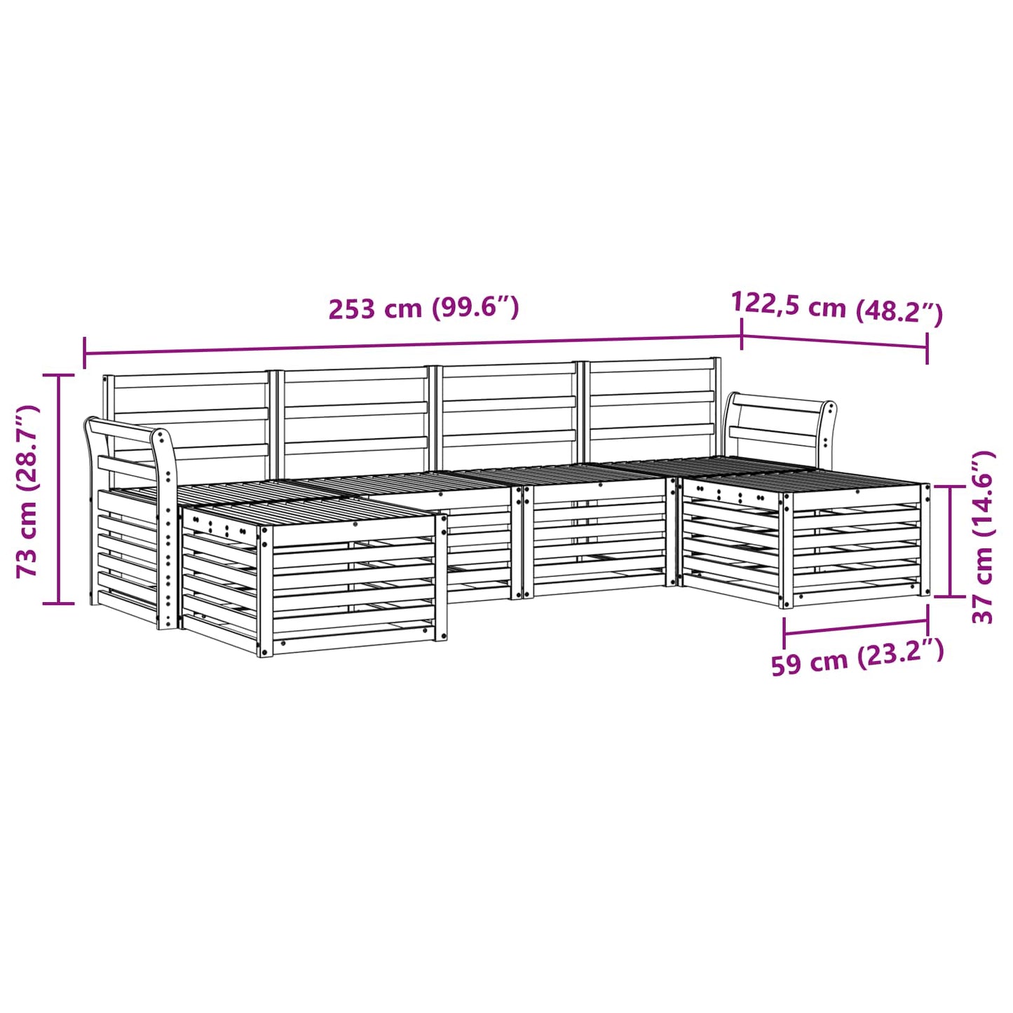 Sofagarnituren 6 pcs Natur Massivholz Akazie