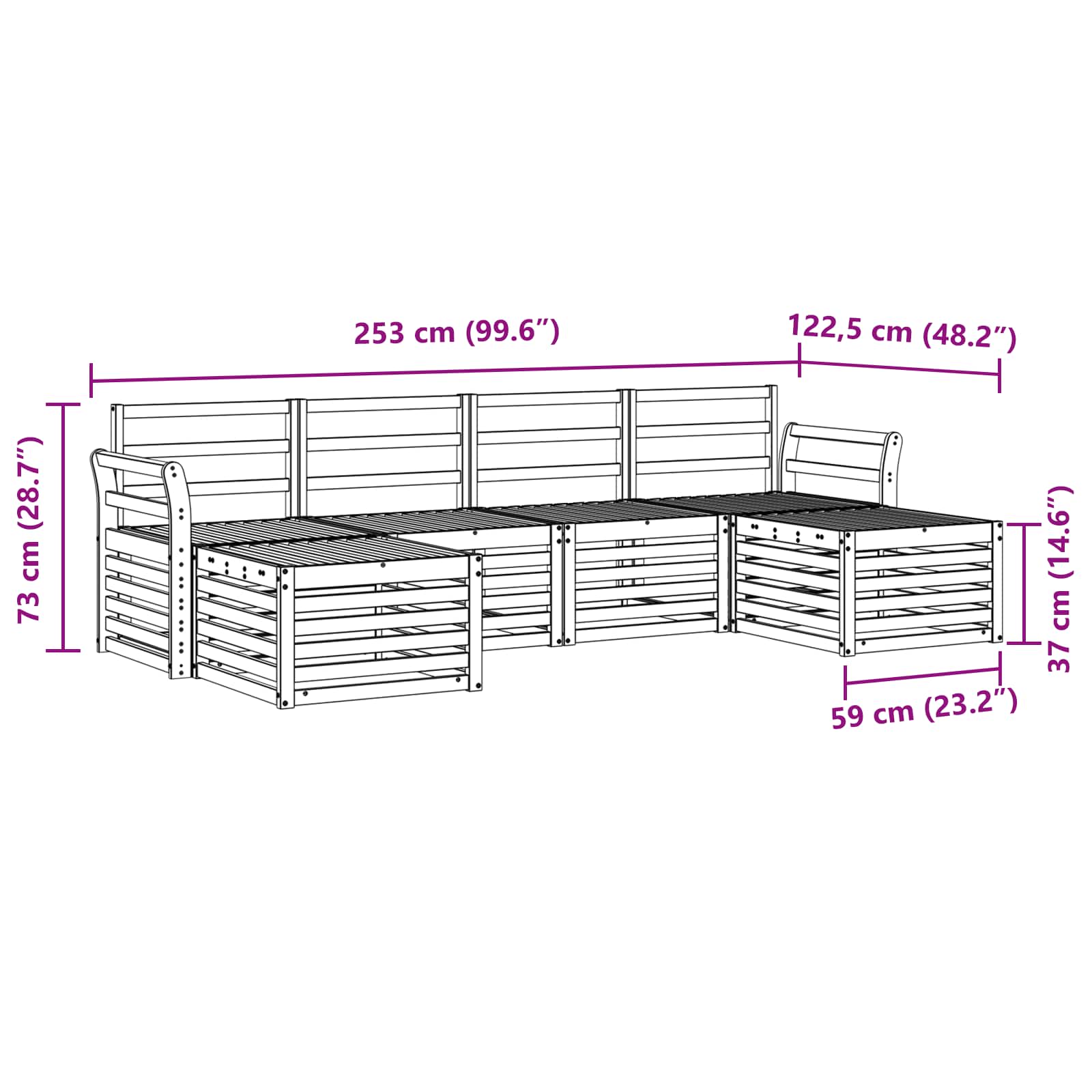 Sofagarnituren 6 pcs Natur Massivholz Akazie