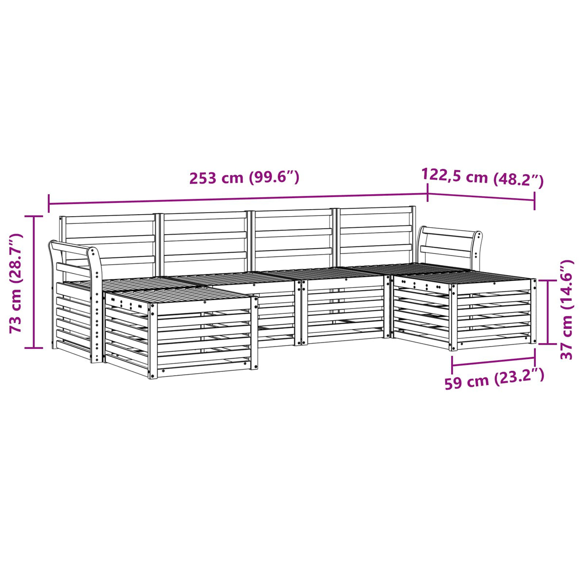 Outdoor-Sofagarnitur 6 stk. Natur