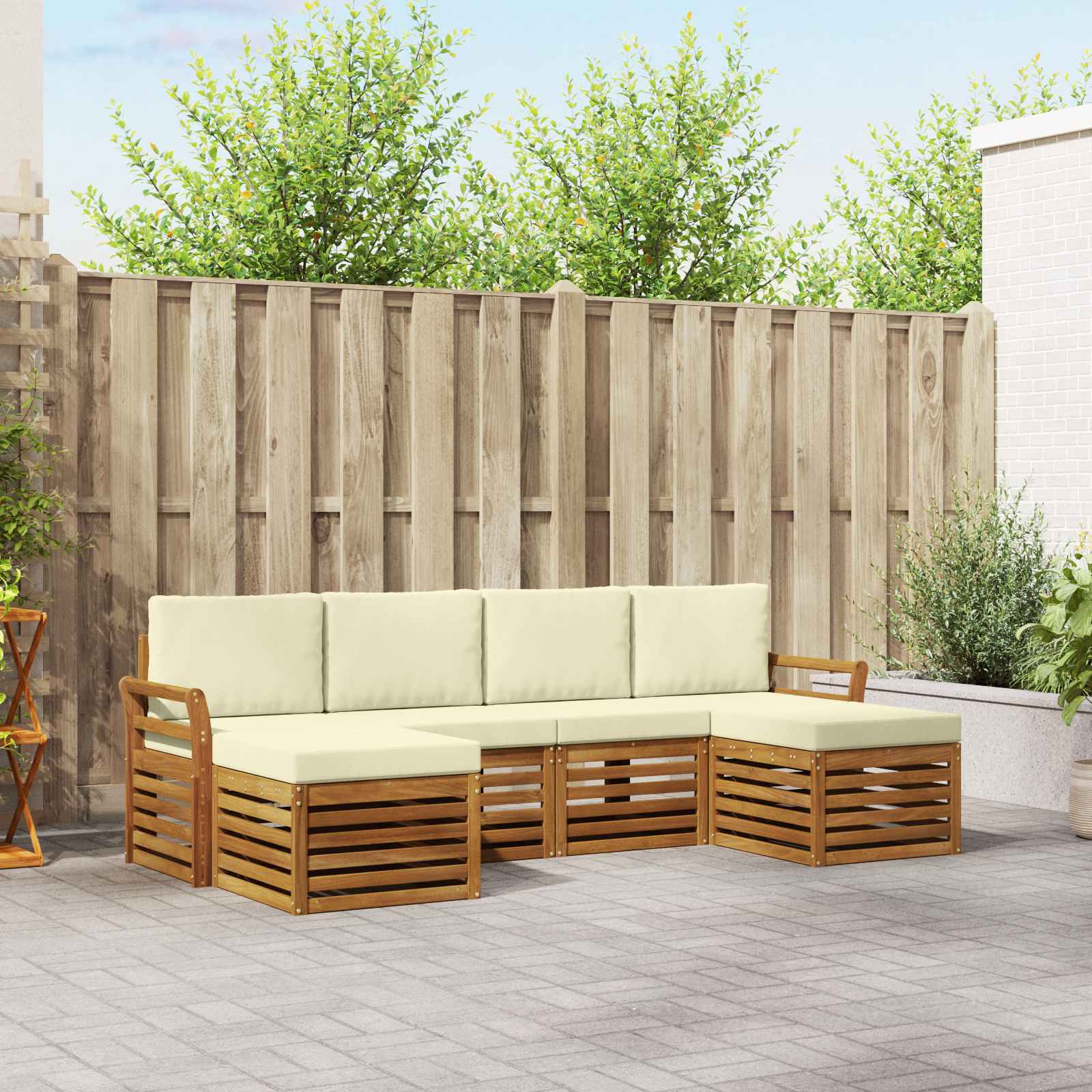 Outdoor-Sofagarnitur 6 stk. Natur und Creme