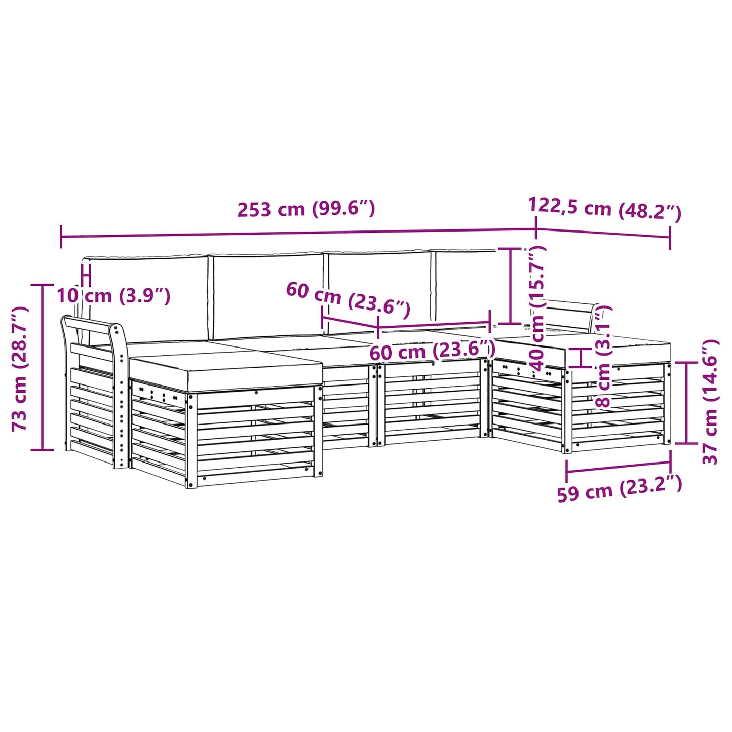 Outdoor-Sofagarnitur 6 stk. Natur und Creme