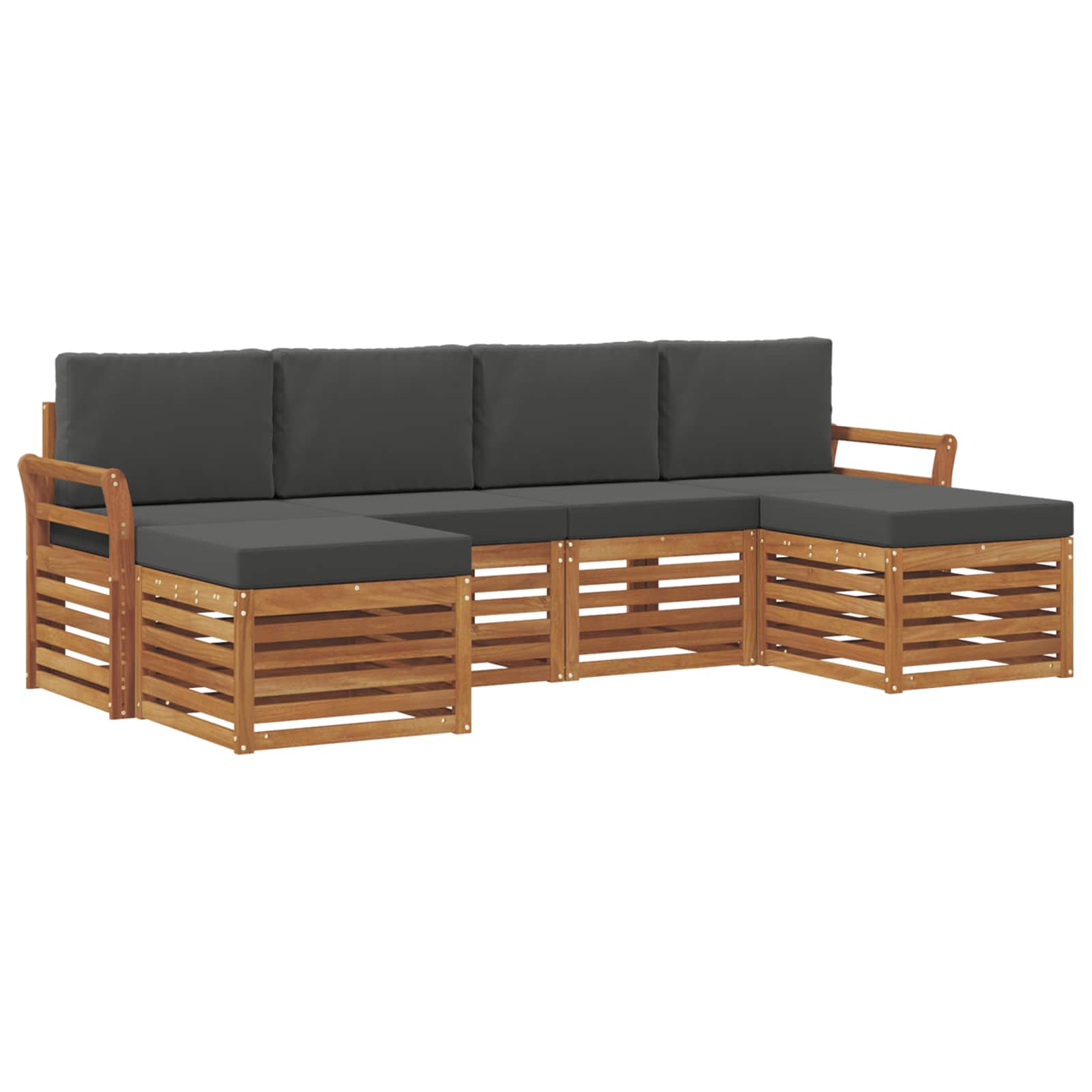 Sofagarnituren 6 pcs Natur und Anthrazit Massivholz Akazie
