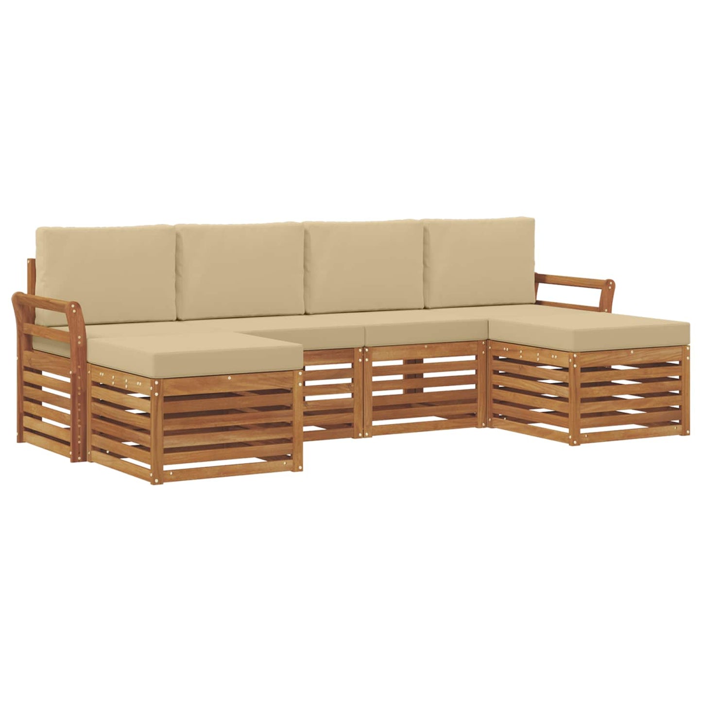 Sofagarnituren 6 pcs Natur und Beige Massivholz Akazie