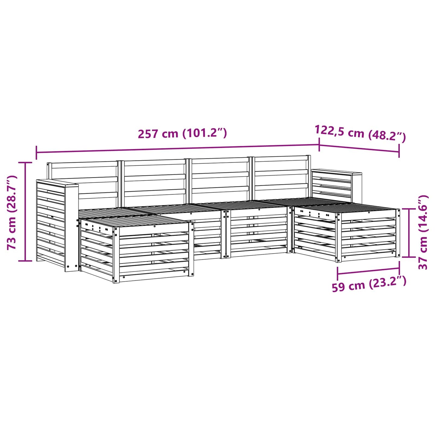 Sofagarnituren 6 pcs Natur Massivholz Akazie
