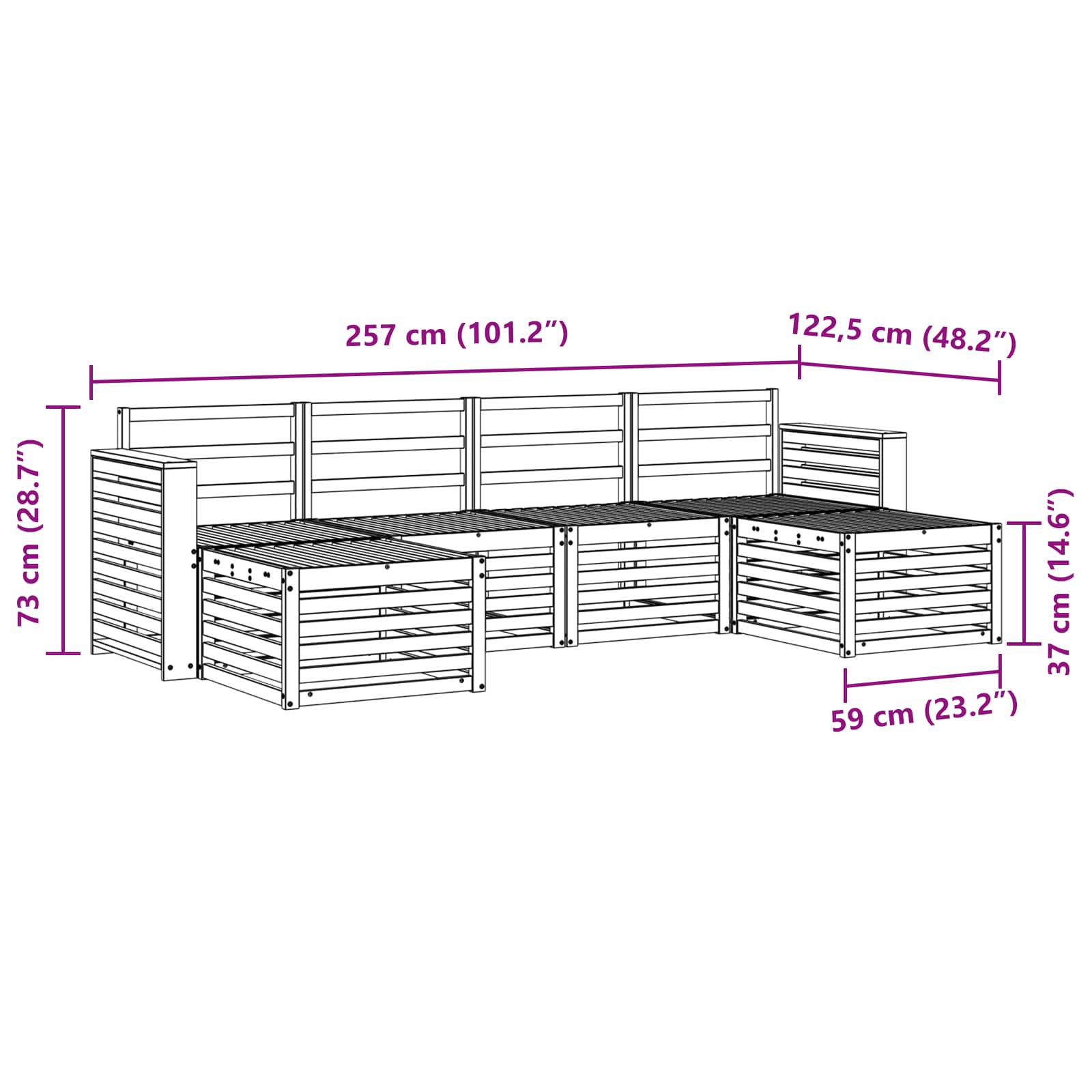 Sofagarnituren 6 pcs Natur Massivholz Akazie