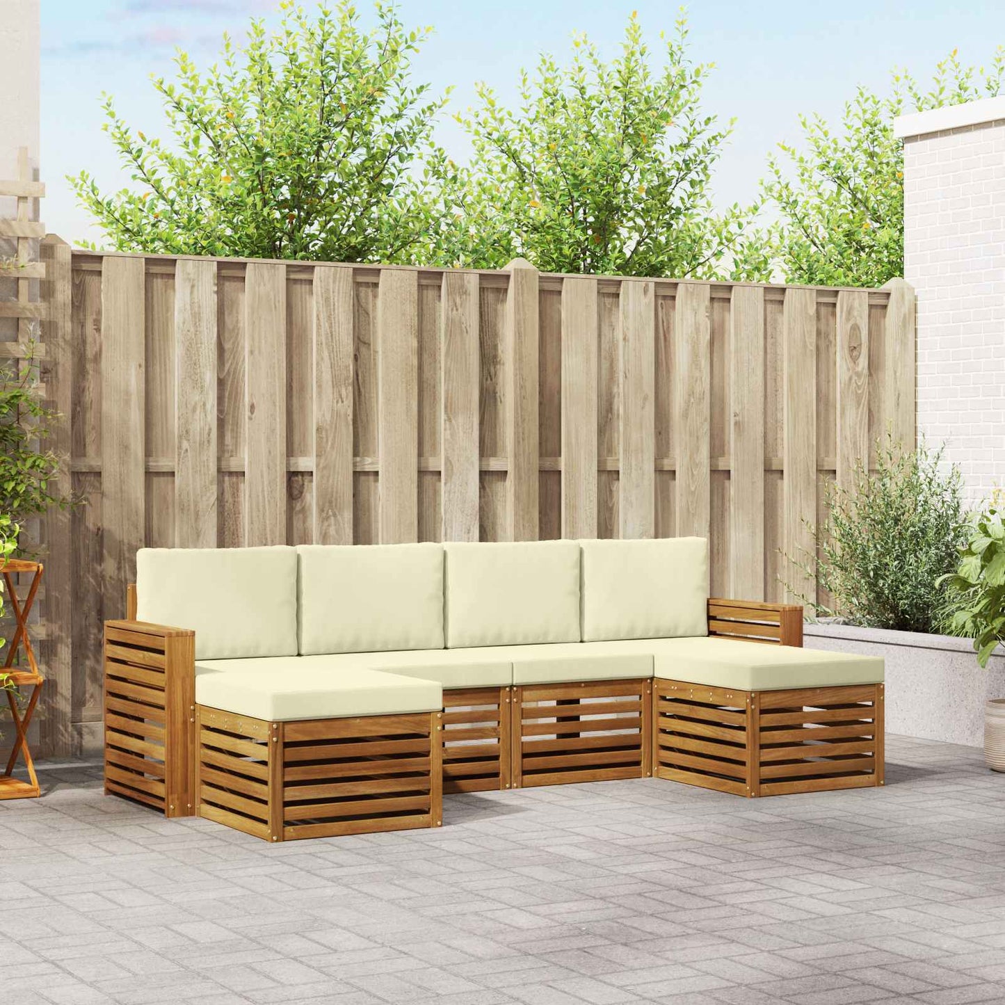 Outdoor-Sofagarnitur 6 stk. Natur und Creme