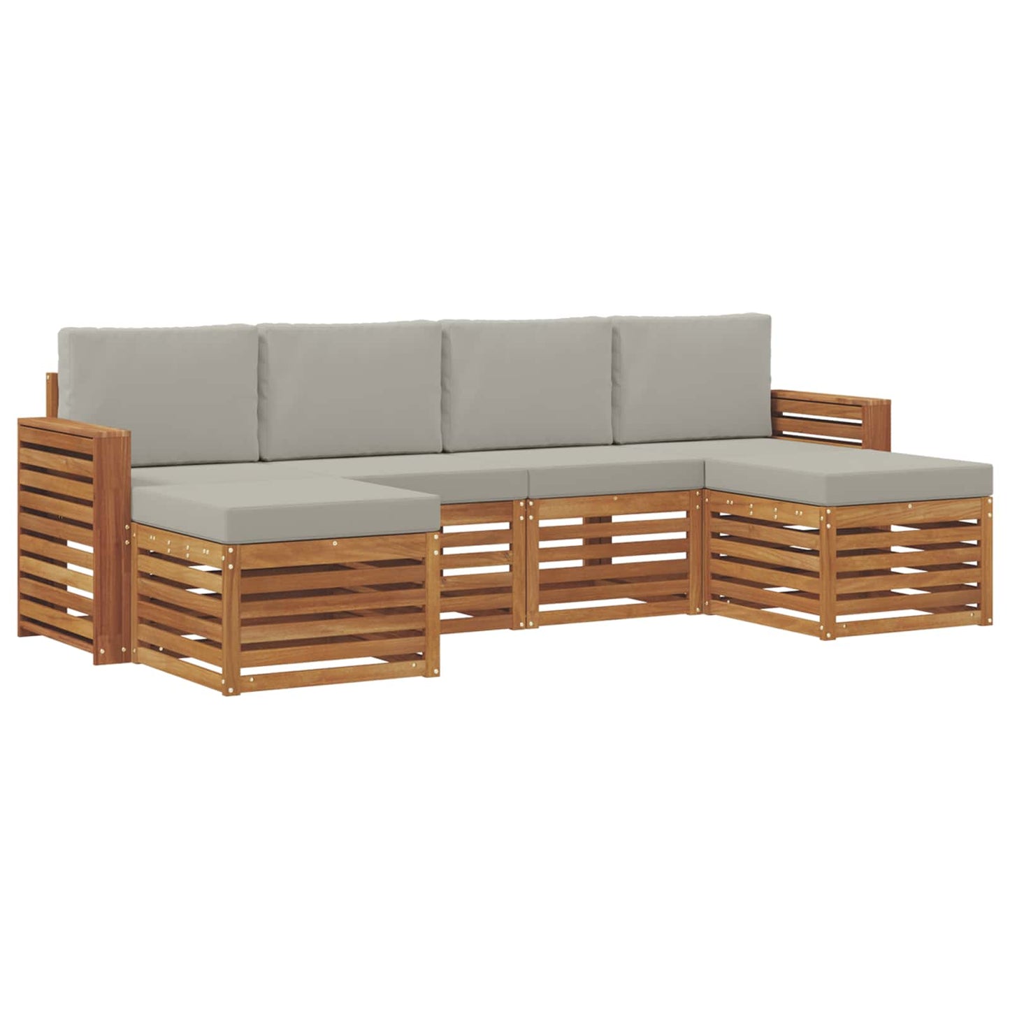Sofagarnituren 6 pcs Natürlich und Hellgrau Massivholz Akazie