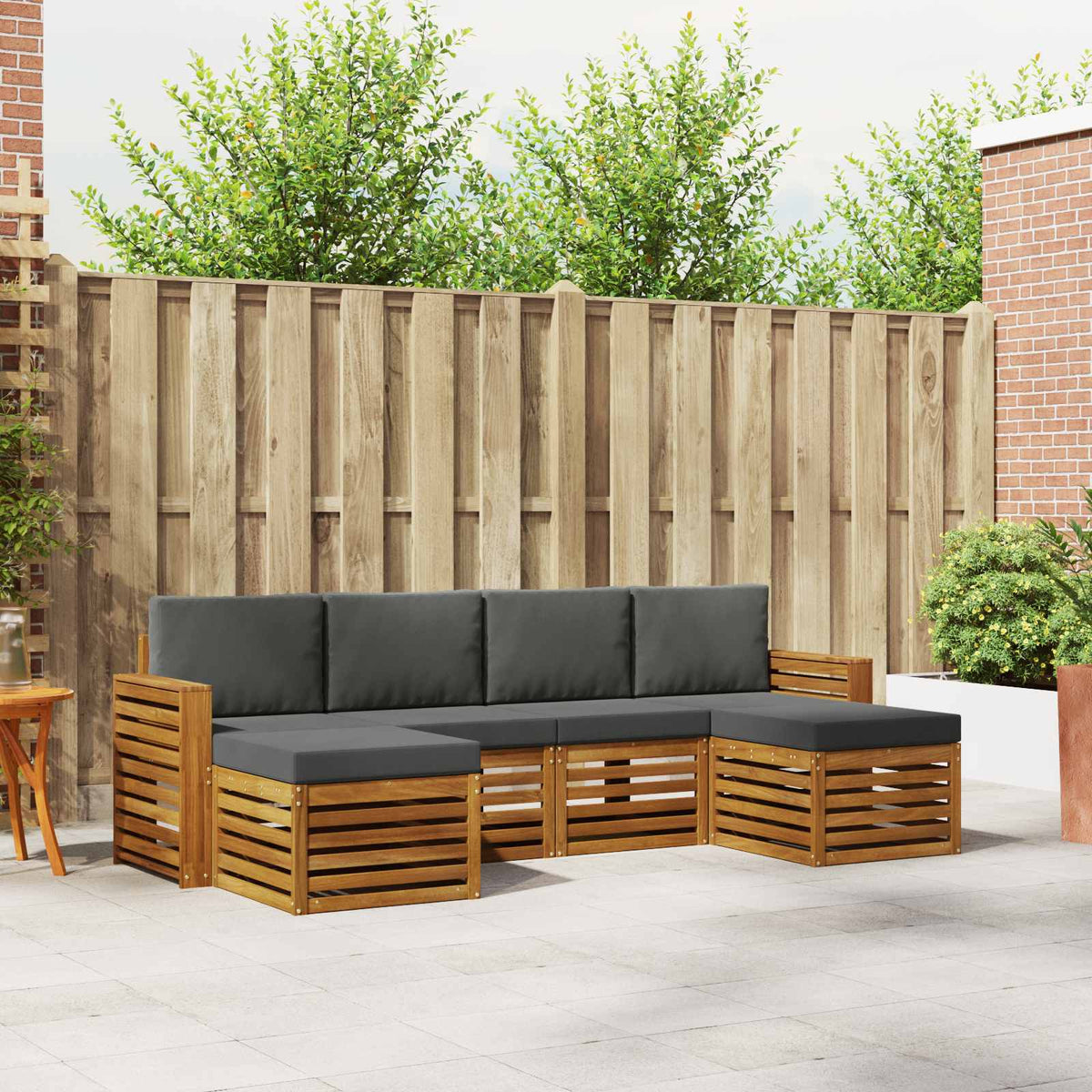 Outdoor-Sofagarnitur 6 stk. Natur und Anthrazit