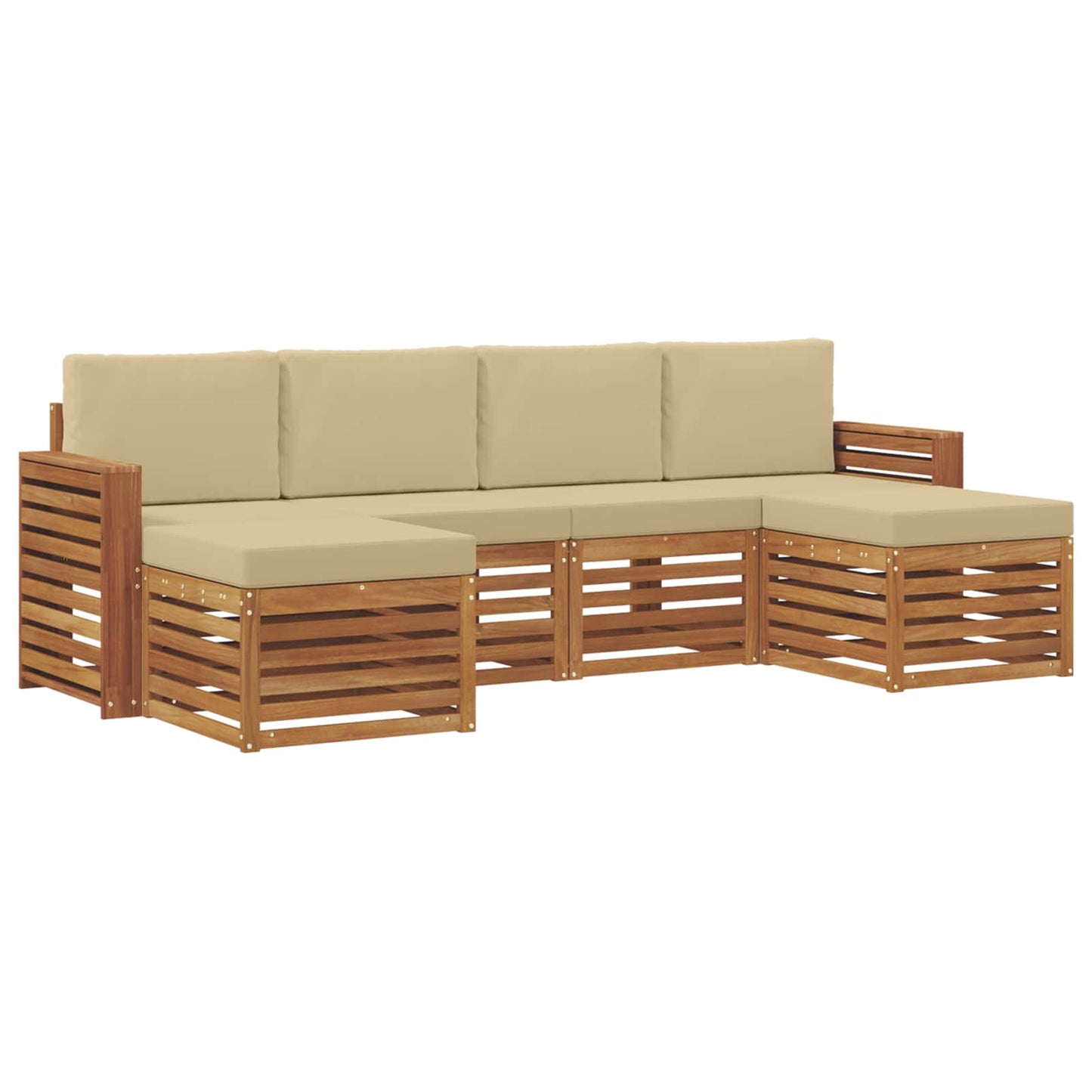 Outdoor-Sofagarnitur 6 stk. Natur und Beige