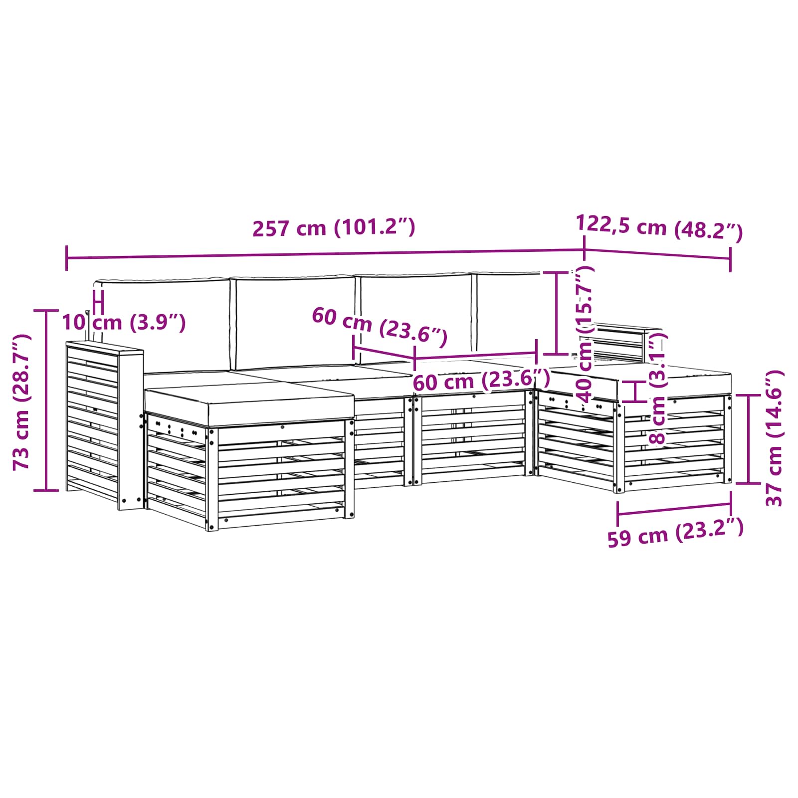 Outdoor-Sofagarnitur 6 stk. Natur und Beige