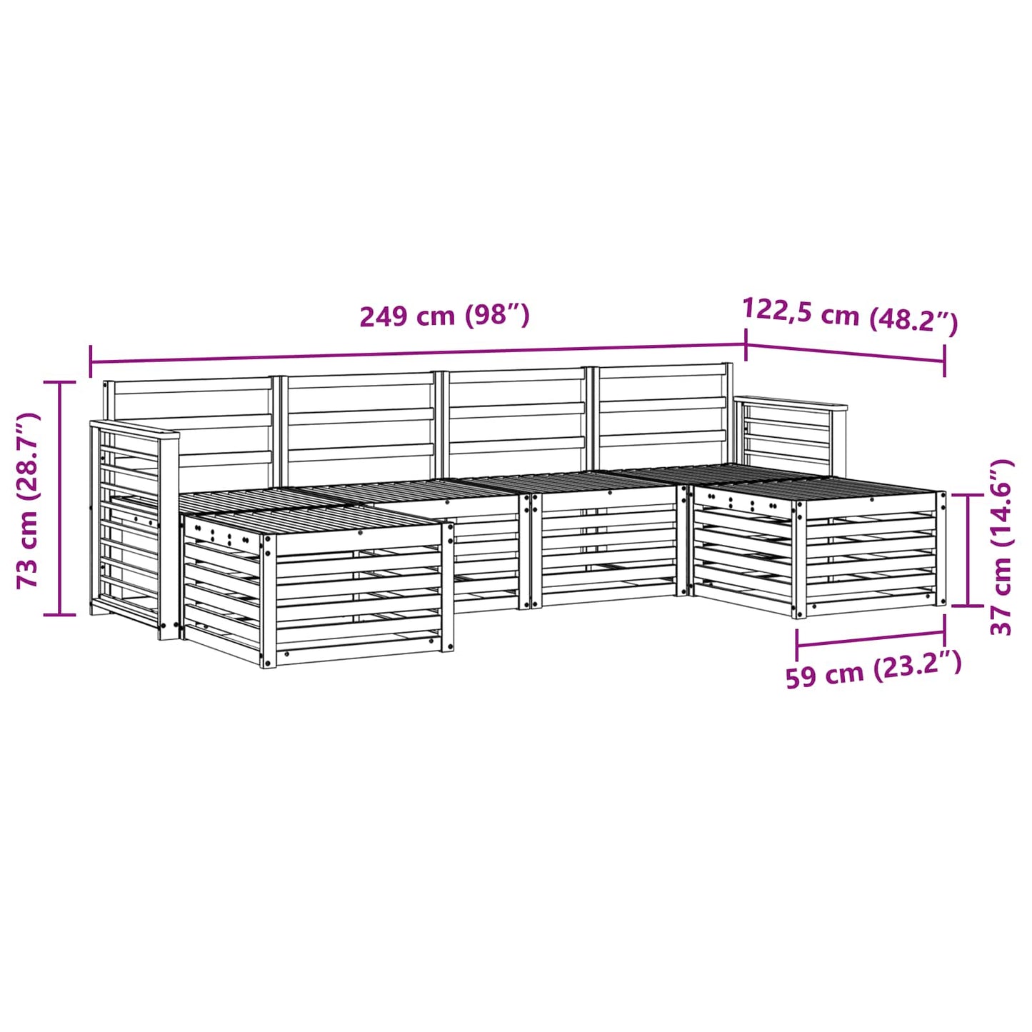 Sofagarnituren 6 pcs Natur Massivholz Akazie