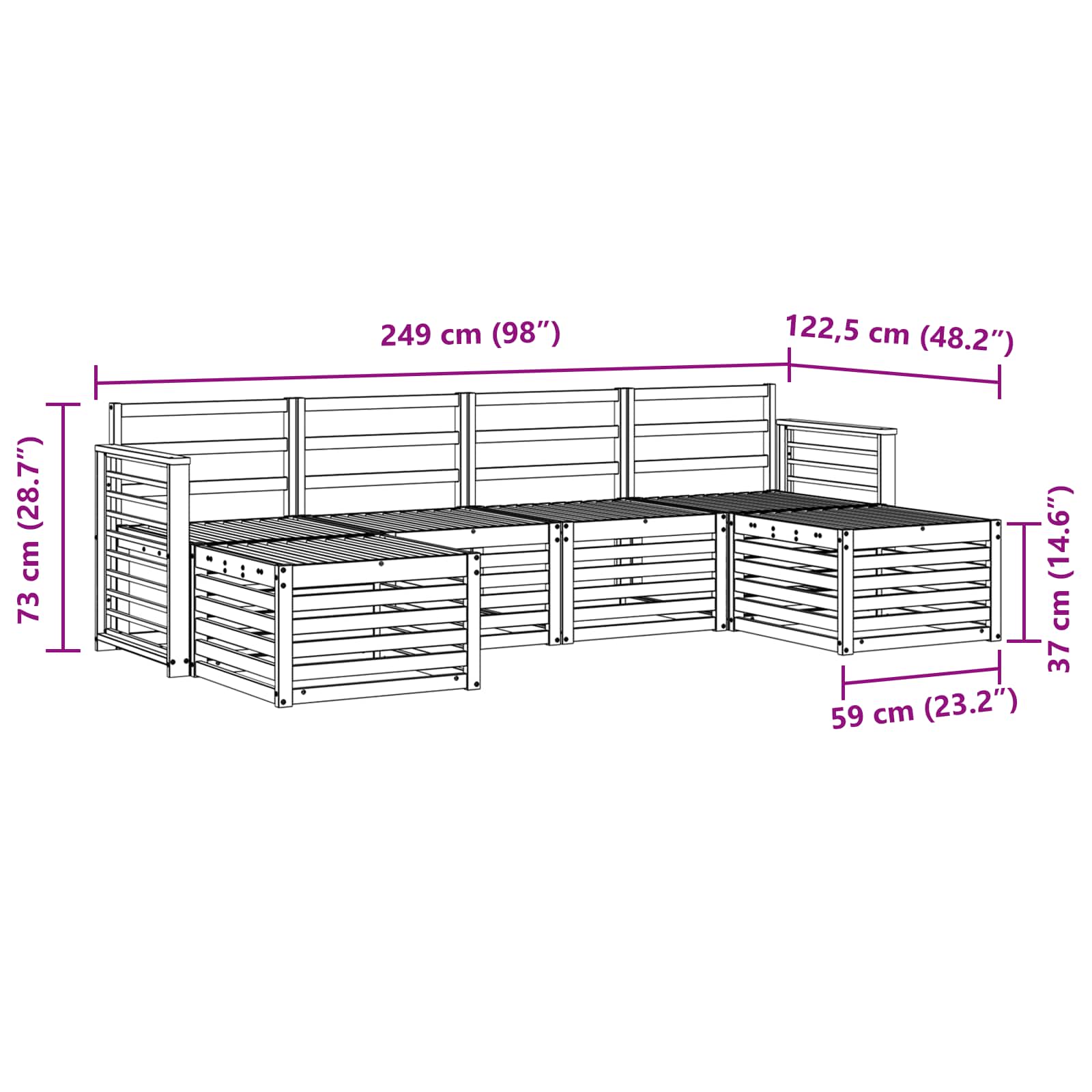 Sofagarnituren 6 pcs Natur Massivholz Akazie