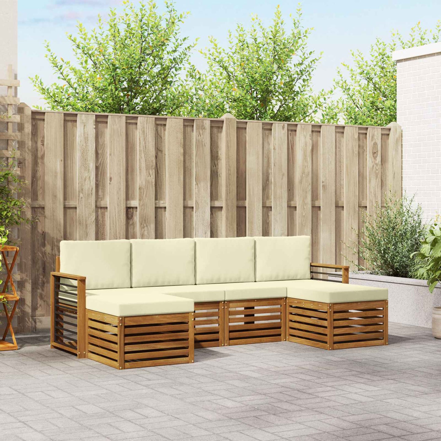 Outdoor-Sofagarnitur 6 stk. Natur und Creme