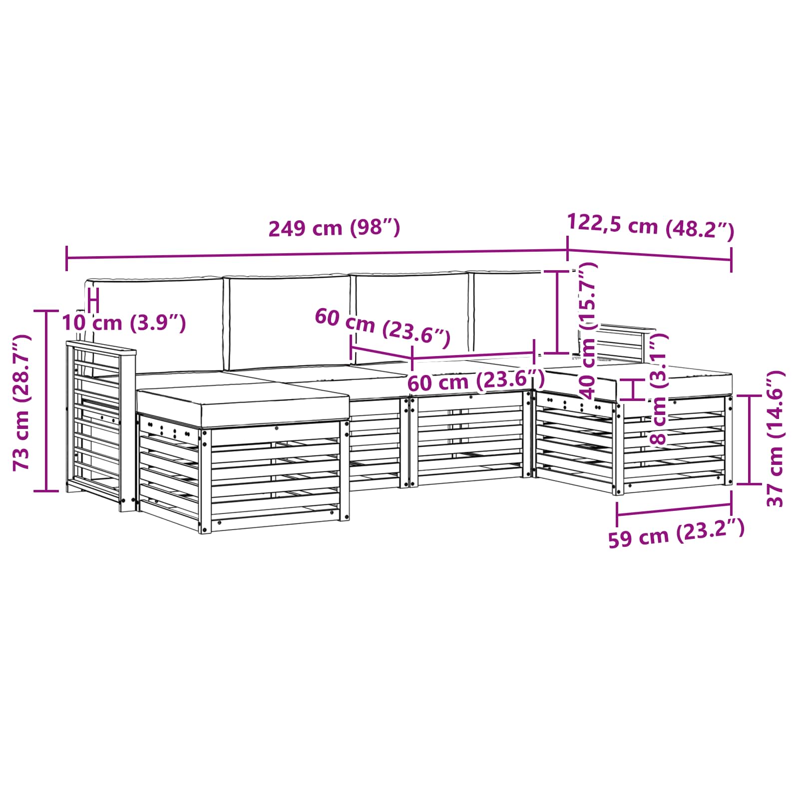 Outdoor-Sofagarnitur 6 stk. Natur und Creme