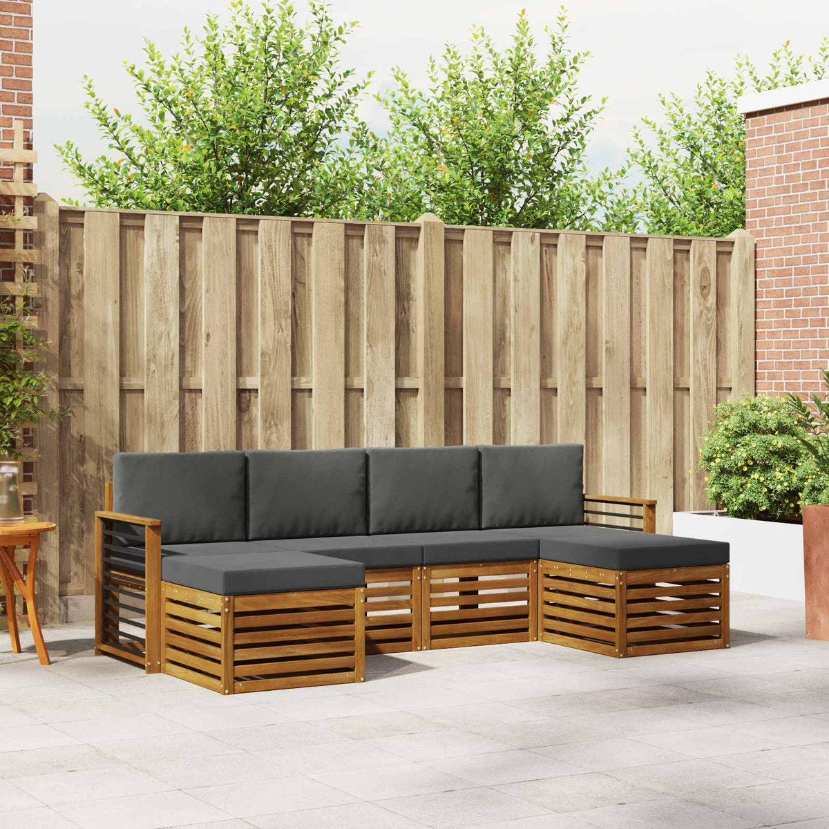 Outdoor-Sofagarnitur 6 stk. Natur und Anthrazit