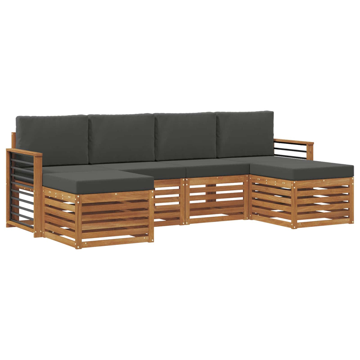 Outdoor-Sofagarnitur 6 stk. Natur und Anthrazit