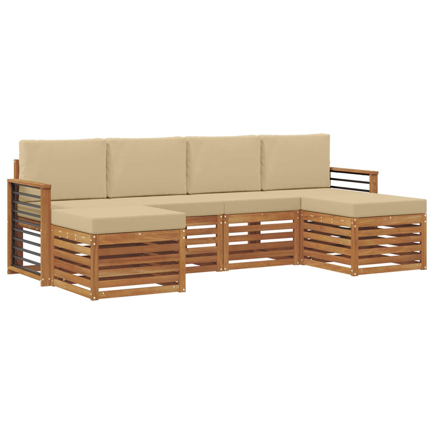 Outdoor-Sofagarnitur 6 stk. Natur und Beige
