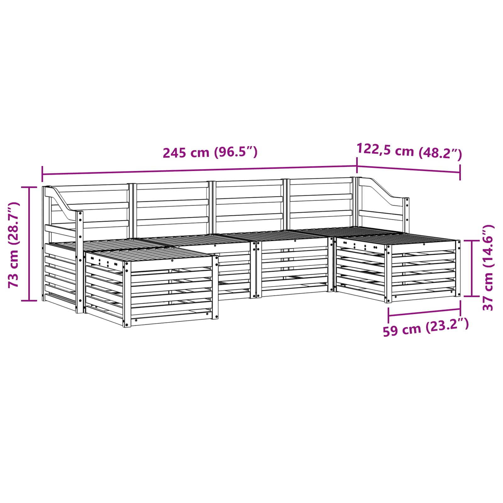 Sofagarnituren 6 pcs Natur Massivholz Akazie