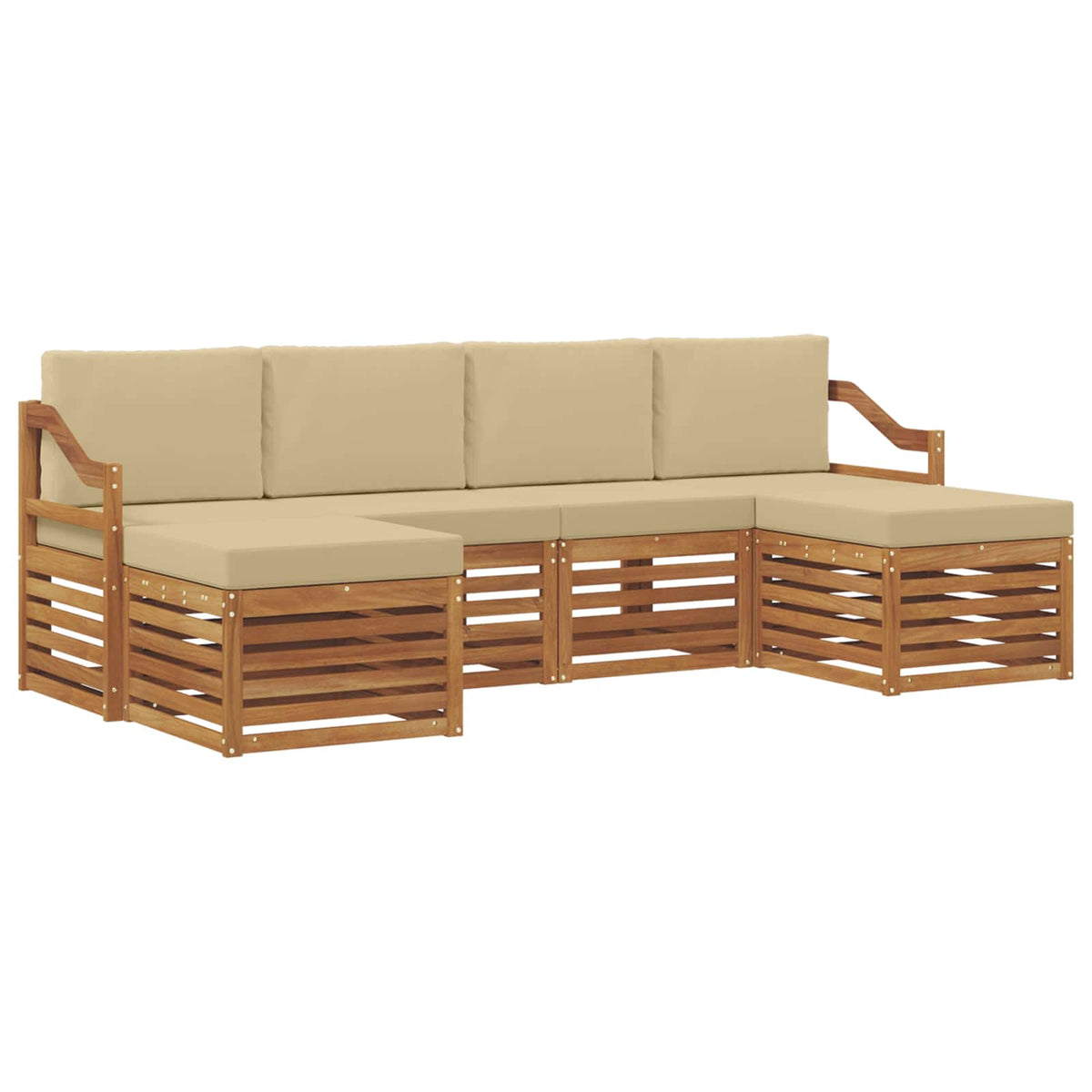 Outdoor-Sofagarnitur 6 stk. Natur und Beige