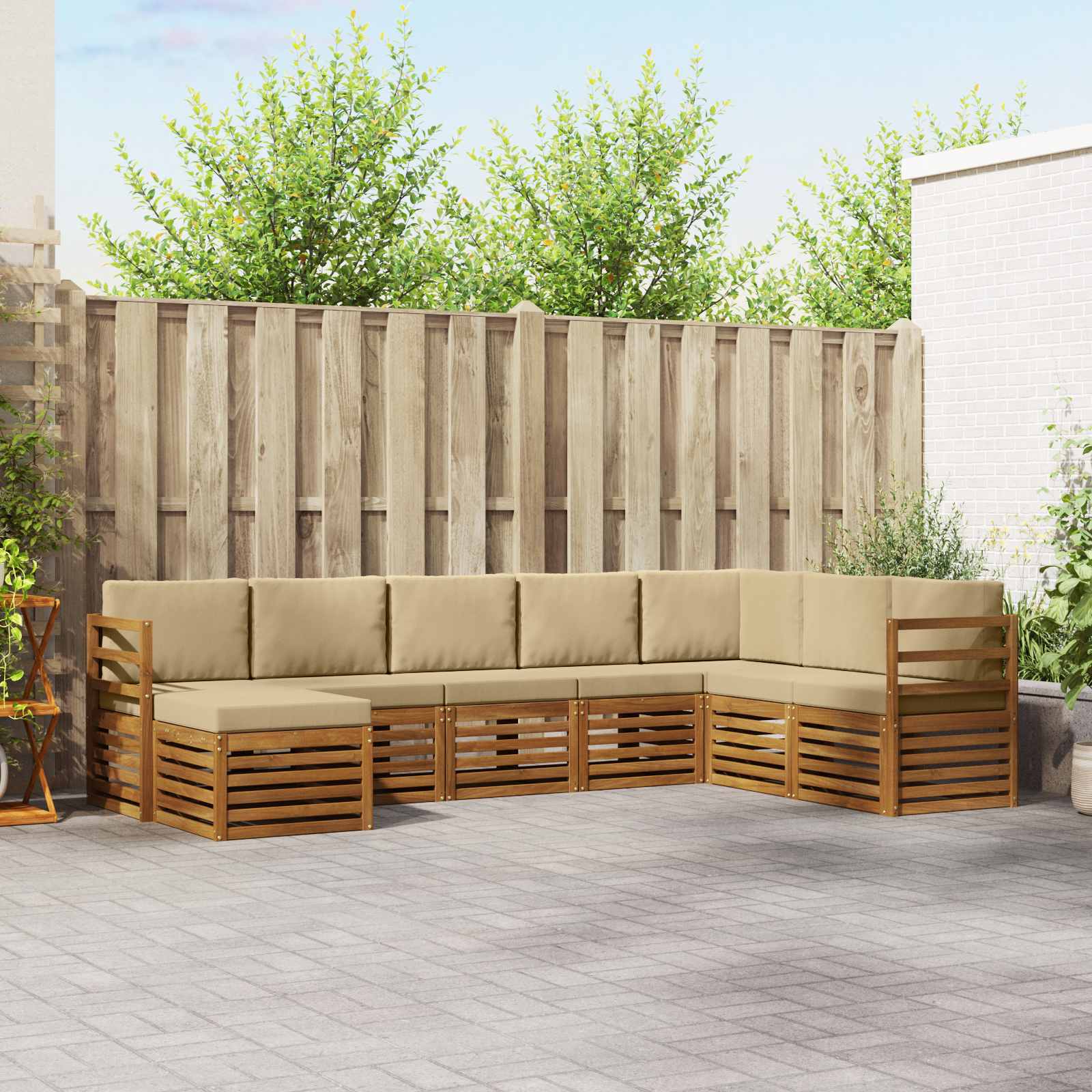 Outdoor-Sofagarnitur 8 stk. Natur und Beige