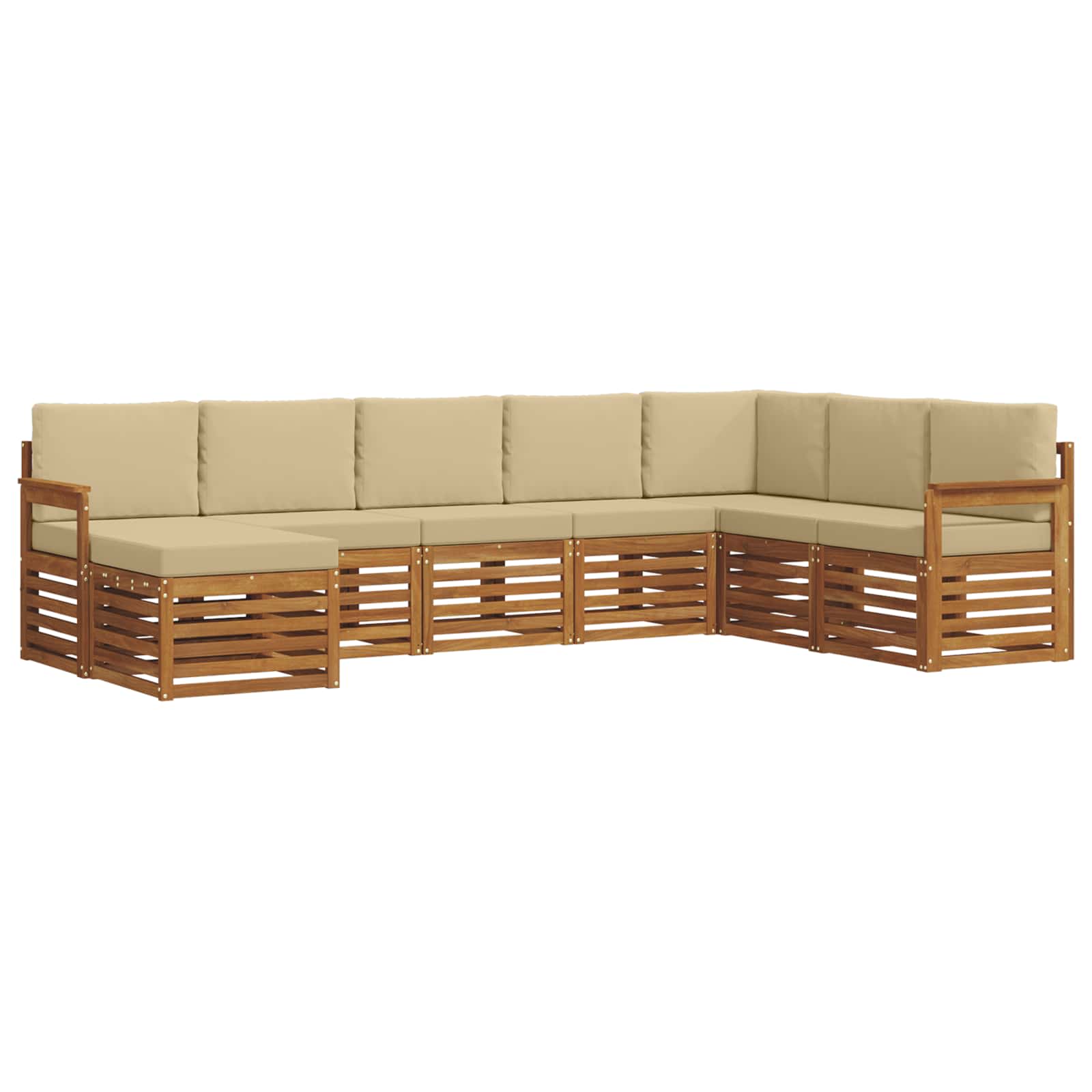 Outdoor-Sofagarnitur 8 pcs Natur und Beige Massivholz Akazie