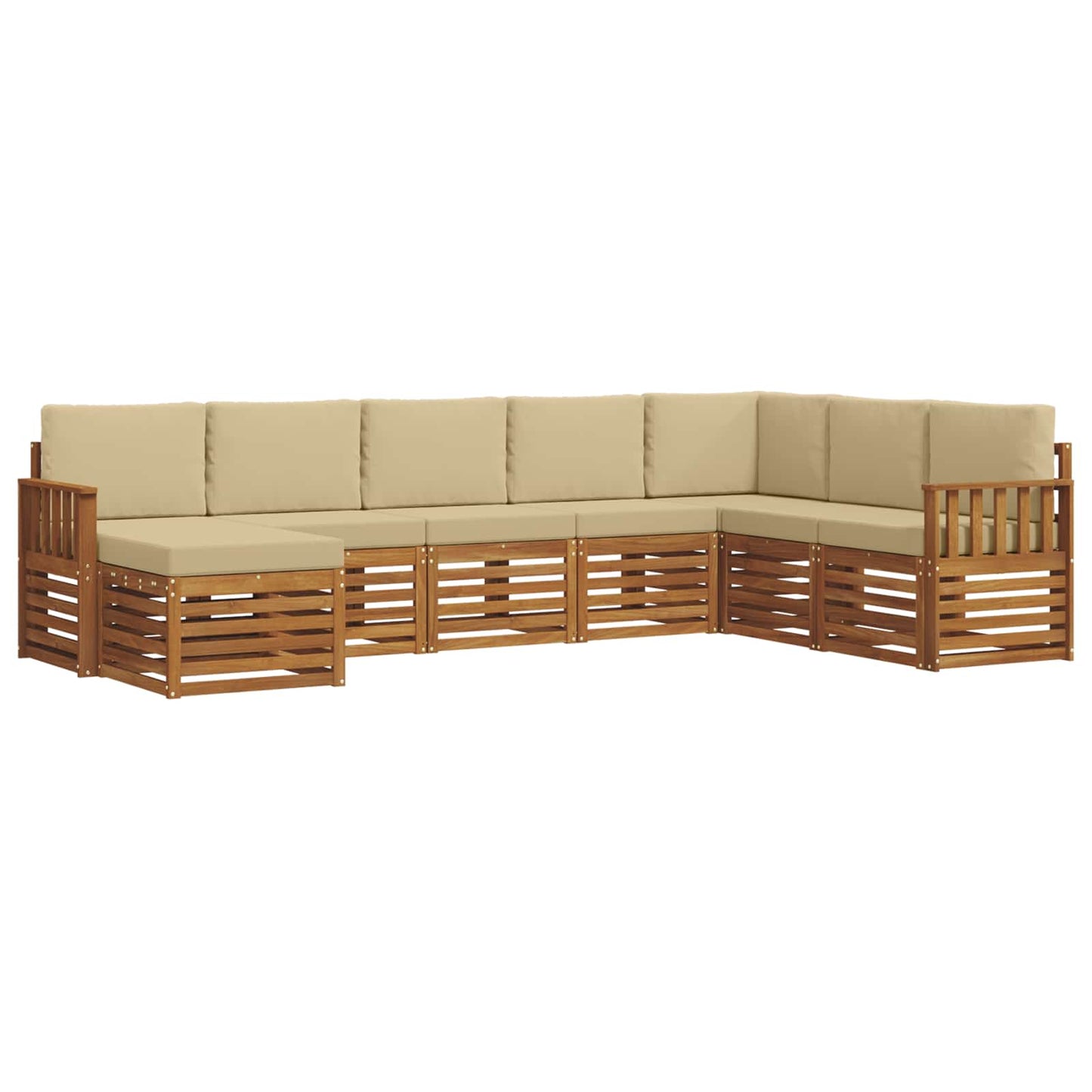Outdoor-Sofagarnitur 8 pcs Natur und Beige Massivholz Akazie
