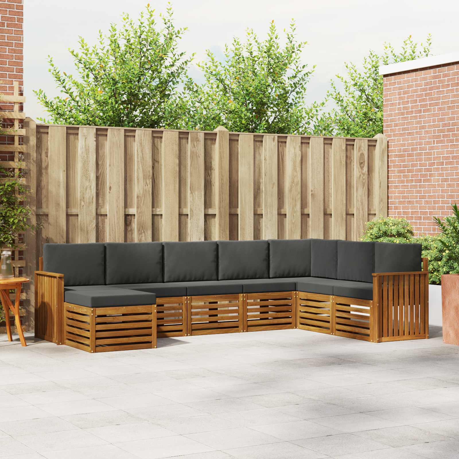 Outdoor-Sofagarnitur mit Kissen 8 pcs Natur und Anthrazit