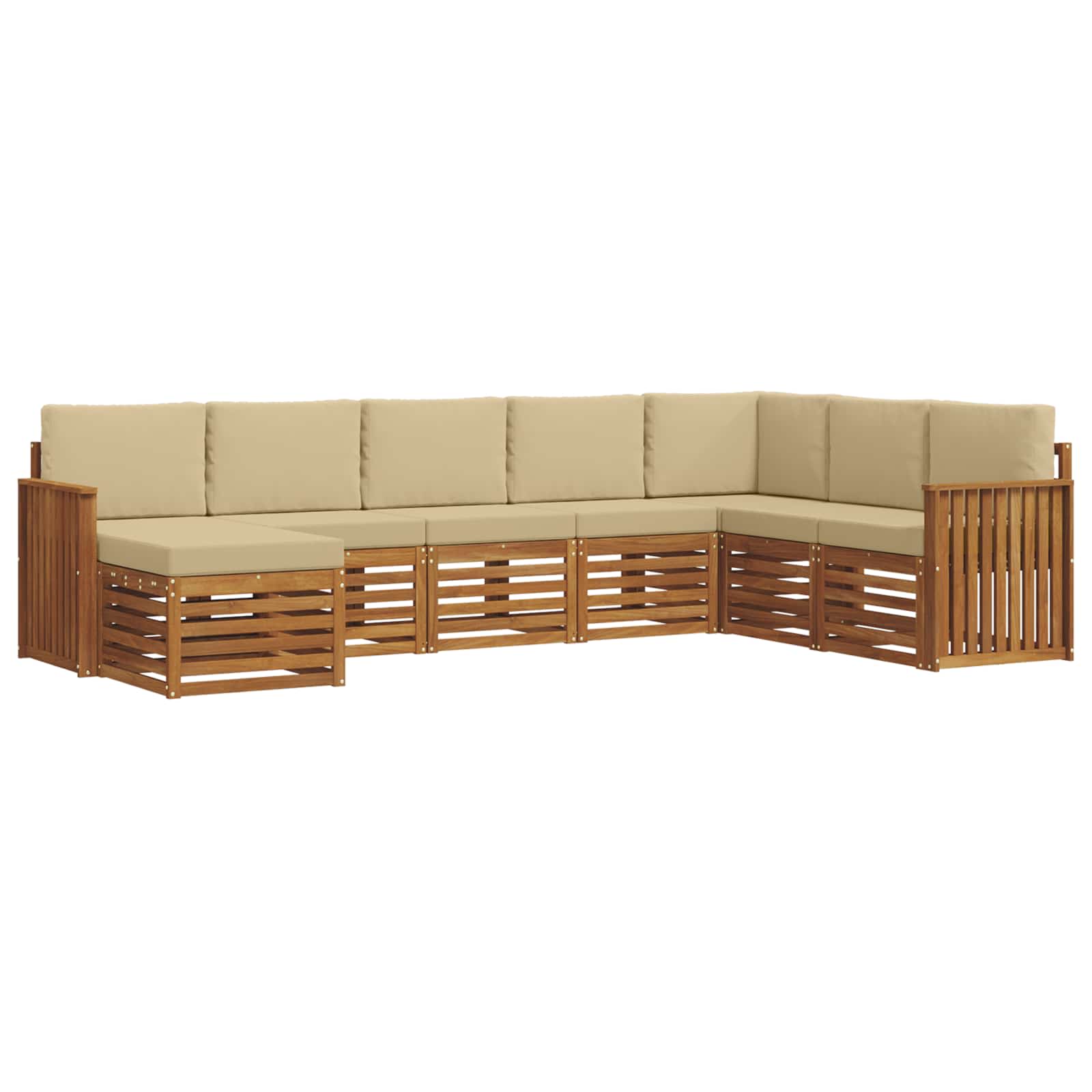 Outdoor-Sofagarnitur 8 pcs Natur und Beige Massivholz Akazie
