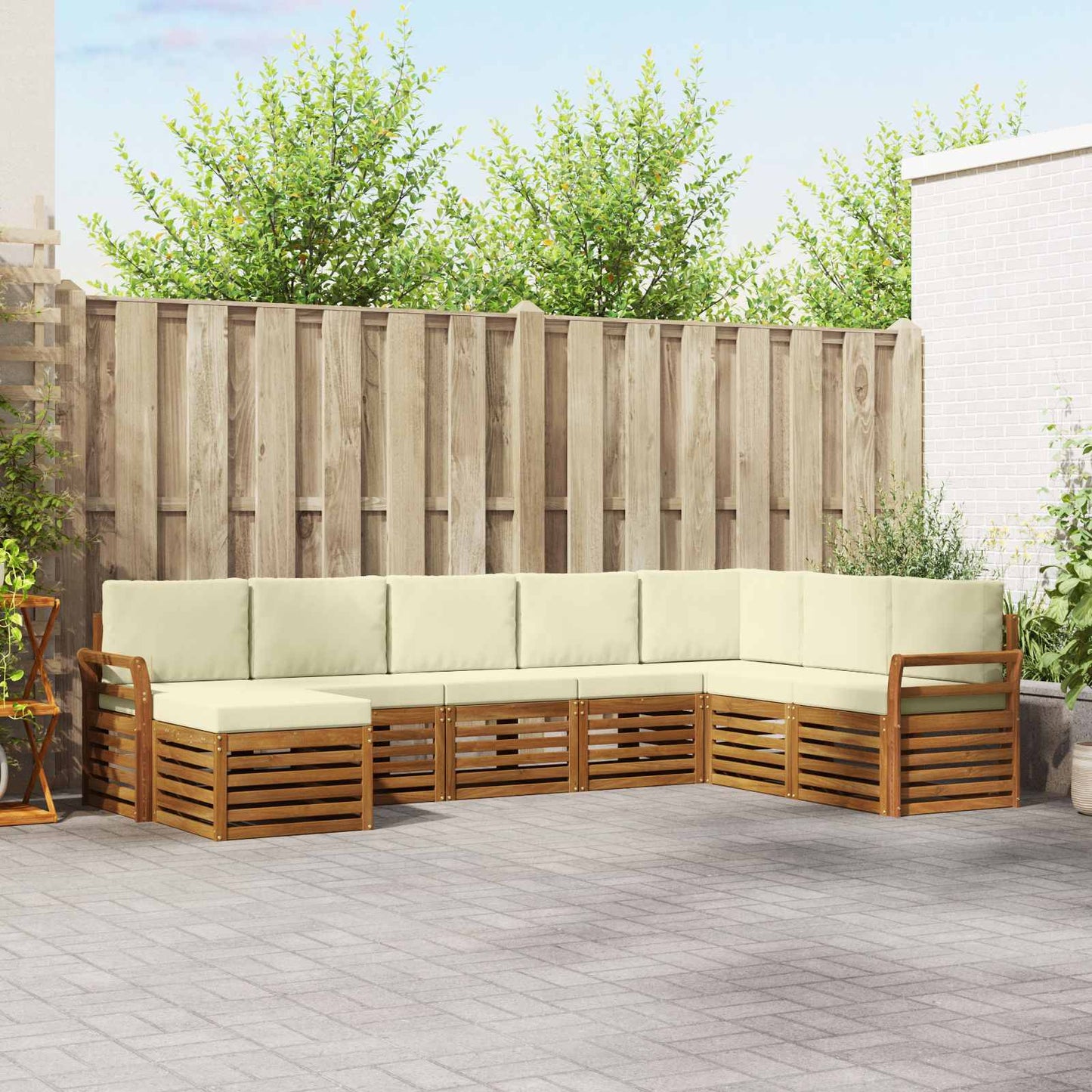 Outdoor-Sofagarnitur 8 stk. Natur und Creme