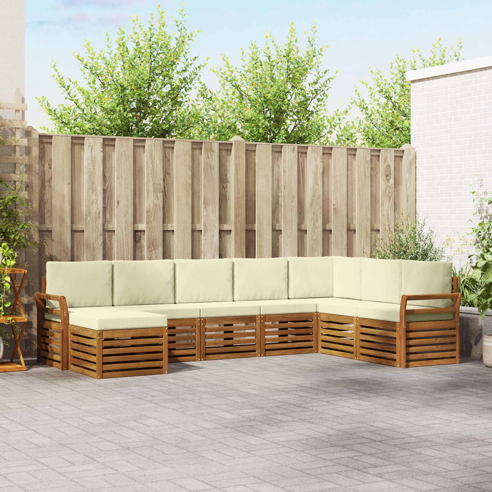 Outdoor-Sofagarnitur 8 stk. Natur und Creme