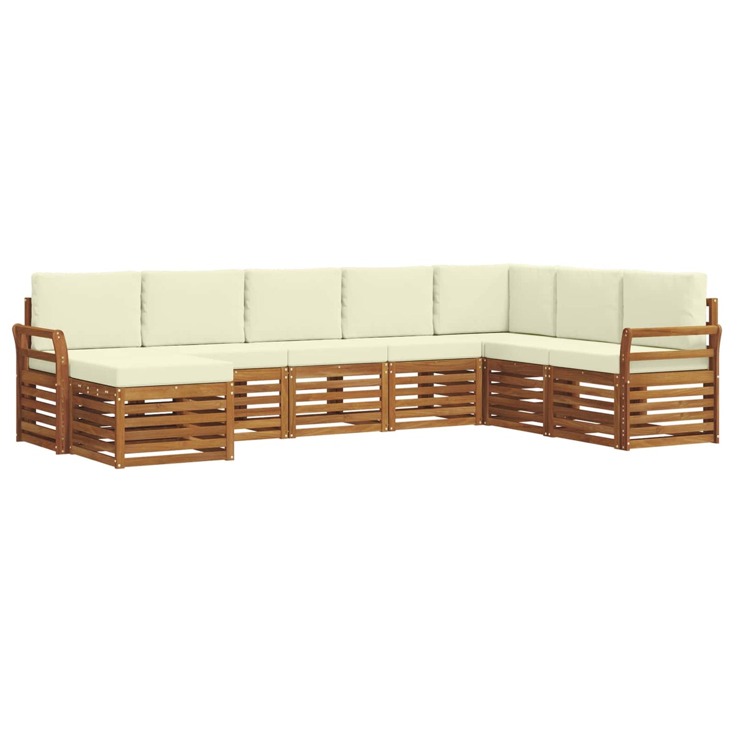 Outdoor-Sofagarnitur 8 pcs Natur und Creme Massivholz Akazie