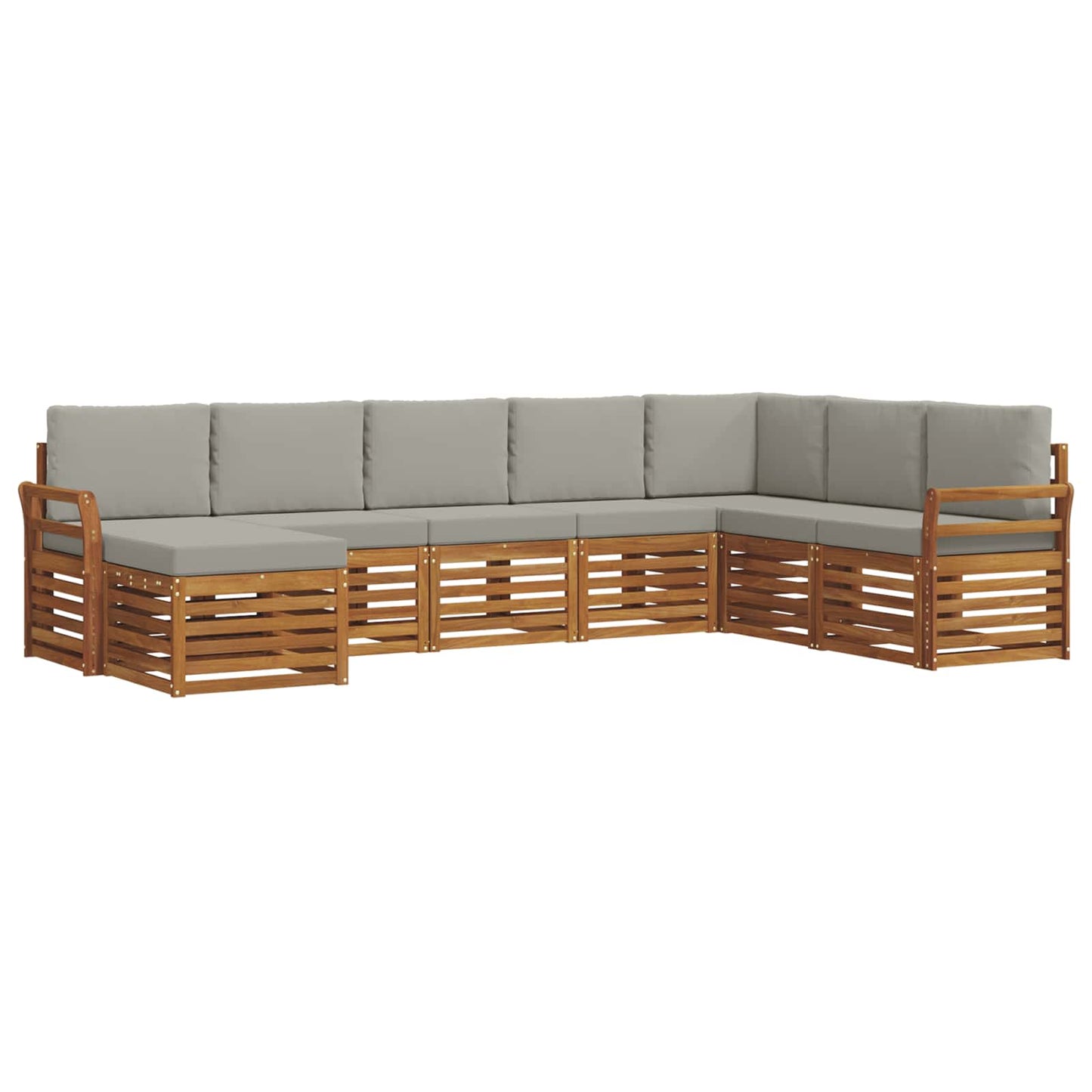 Outdoor-Sofagarnitur mit Kissen 8 pcs Natürlich und Hellgrau