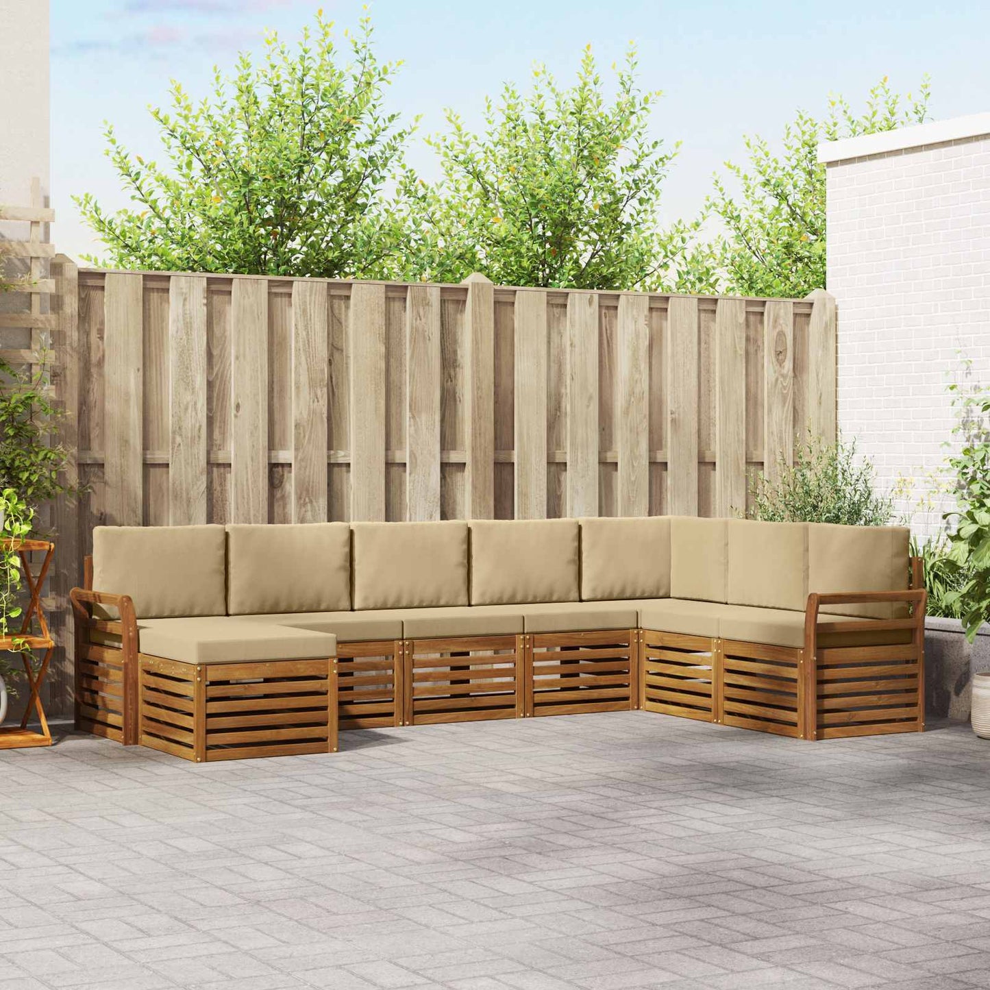 Outdoor-Sofagarnitur 8 pcs Natur und Beige Massivholz Akazie