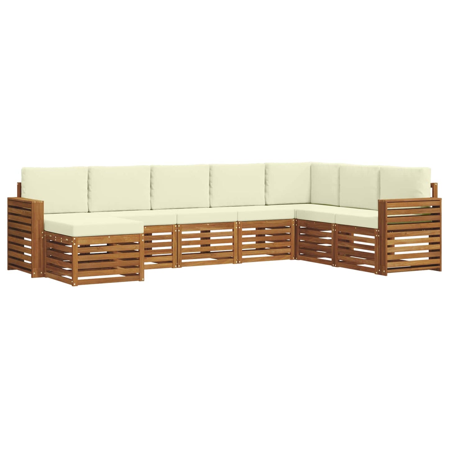 Outdoor-Sofagarnitur 8 pcs Natur und Creme Massivholz Akazie