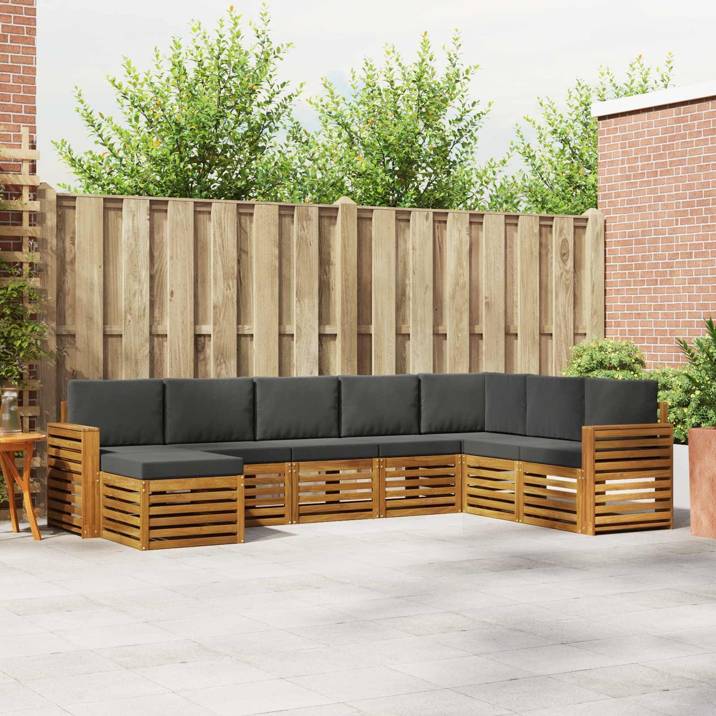 Outdoor-Sofagarnitur mit Kissen 8 pcs Natur und Anthrazit