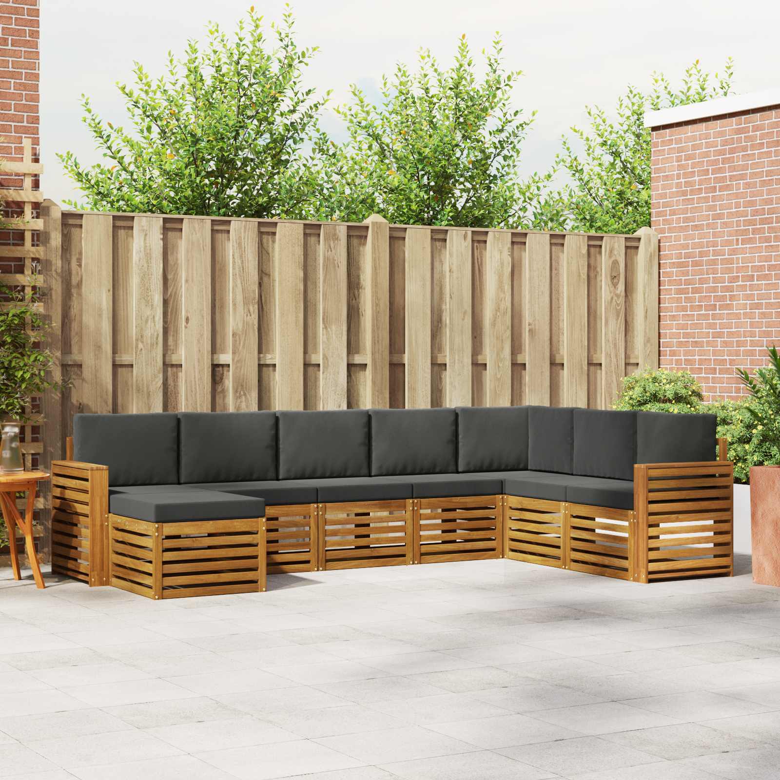 Outdoor-Sofagarnitur mit Kissen 8 pcs Natur und Anthrazit