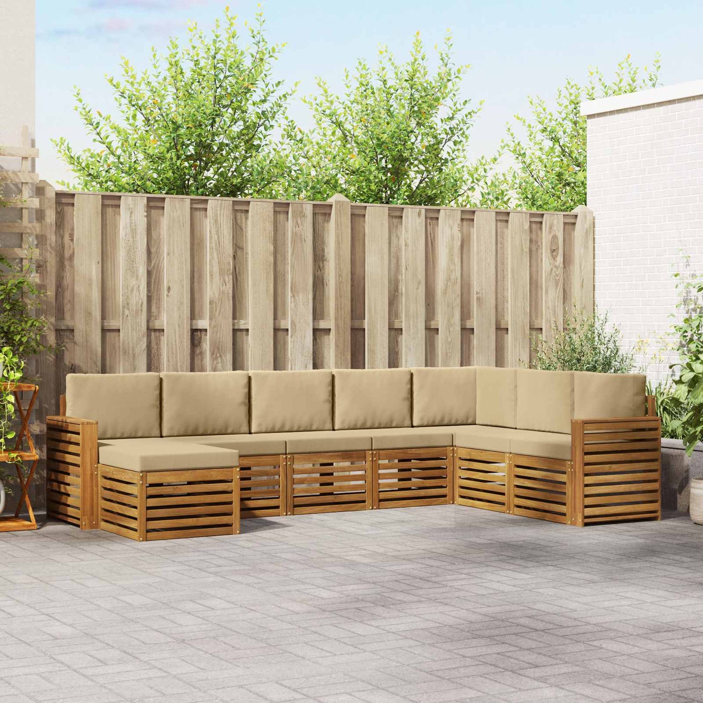 Outdoor-Sofagarnitur 8 stk. Natur und Beige