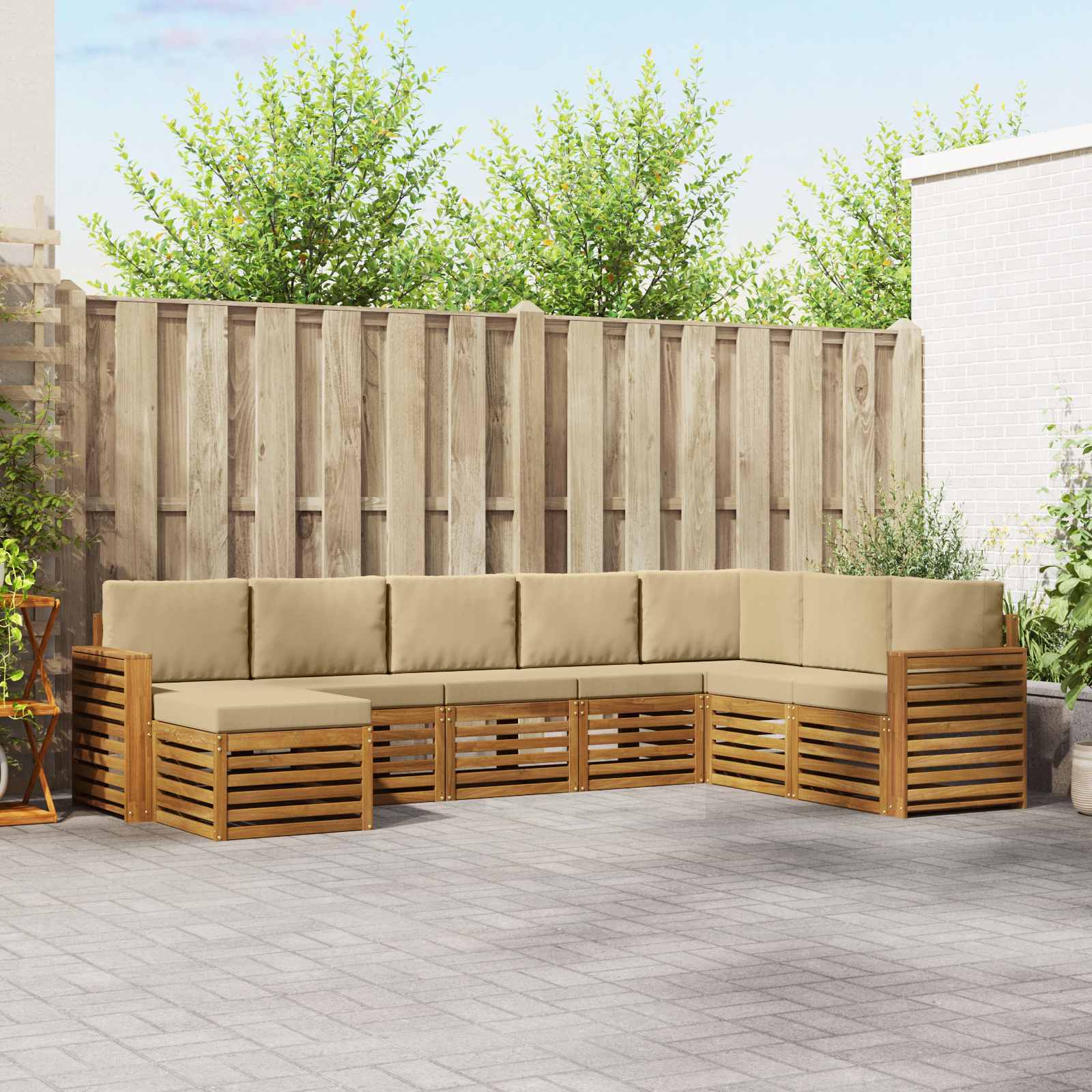 Outdoor-Sofagarnitur 8 stk. Natur und Beige