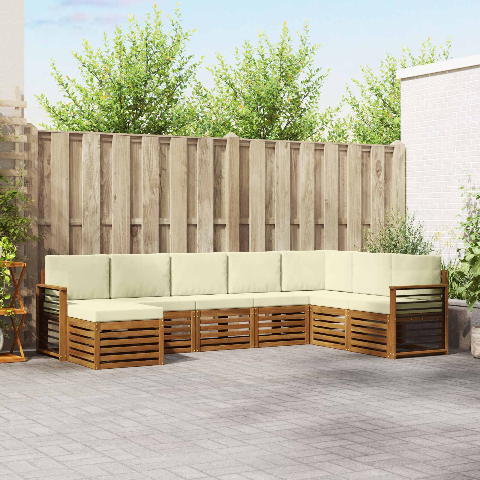 Outdoor-Sofagarnitur 8 stk. Natur und Creme