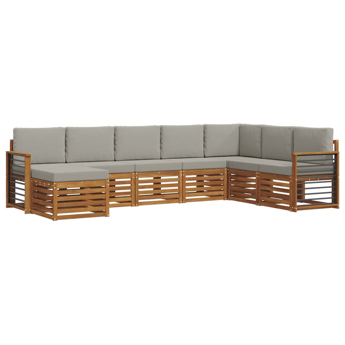 Outdoor-Sofagarnitur 8 stk. Natur und Hellgrau